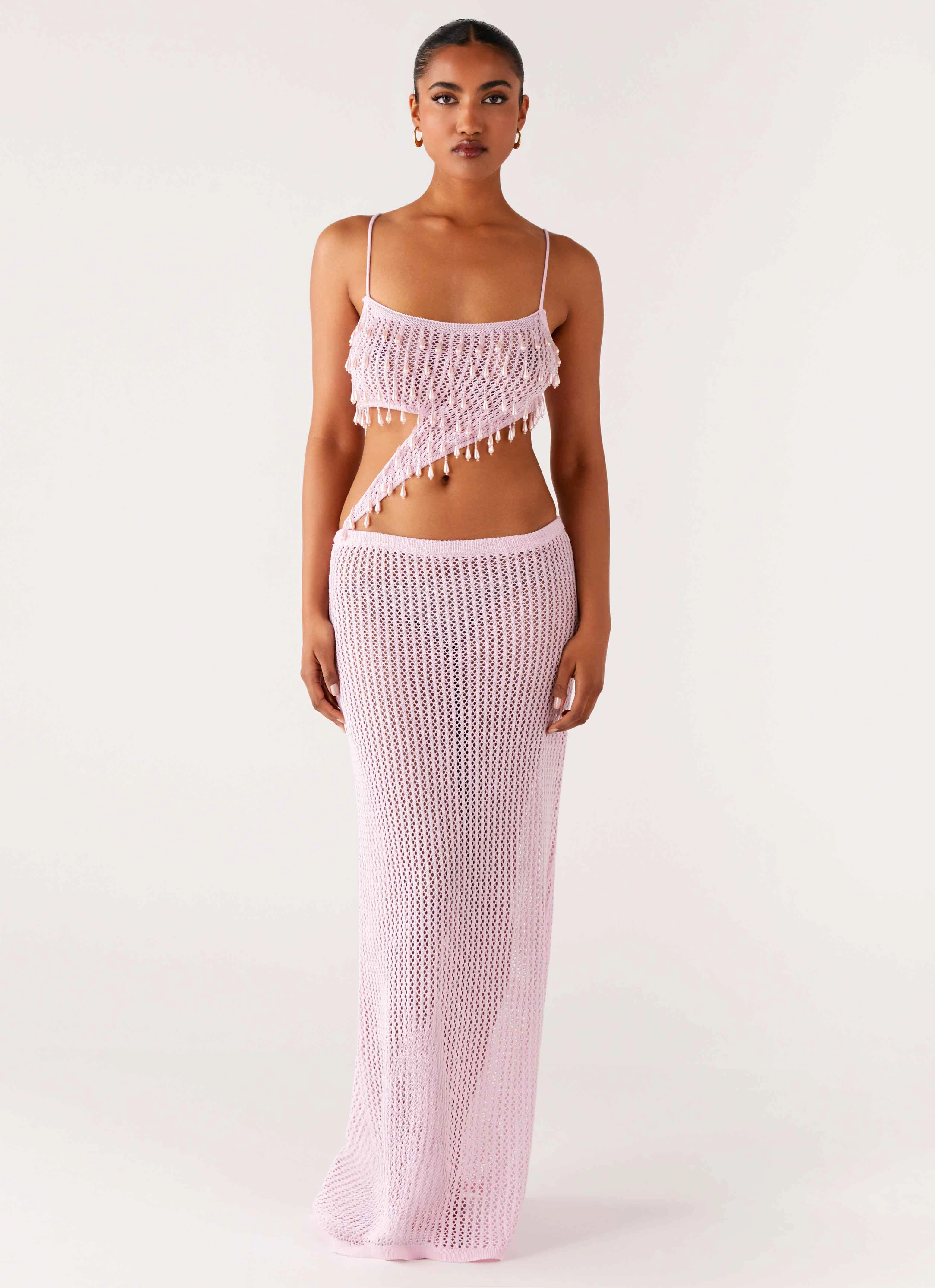 Shellbound Crochet Maxi Dress - Pink Eco Friendly Stylish Choice