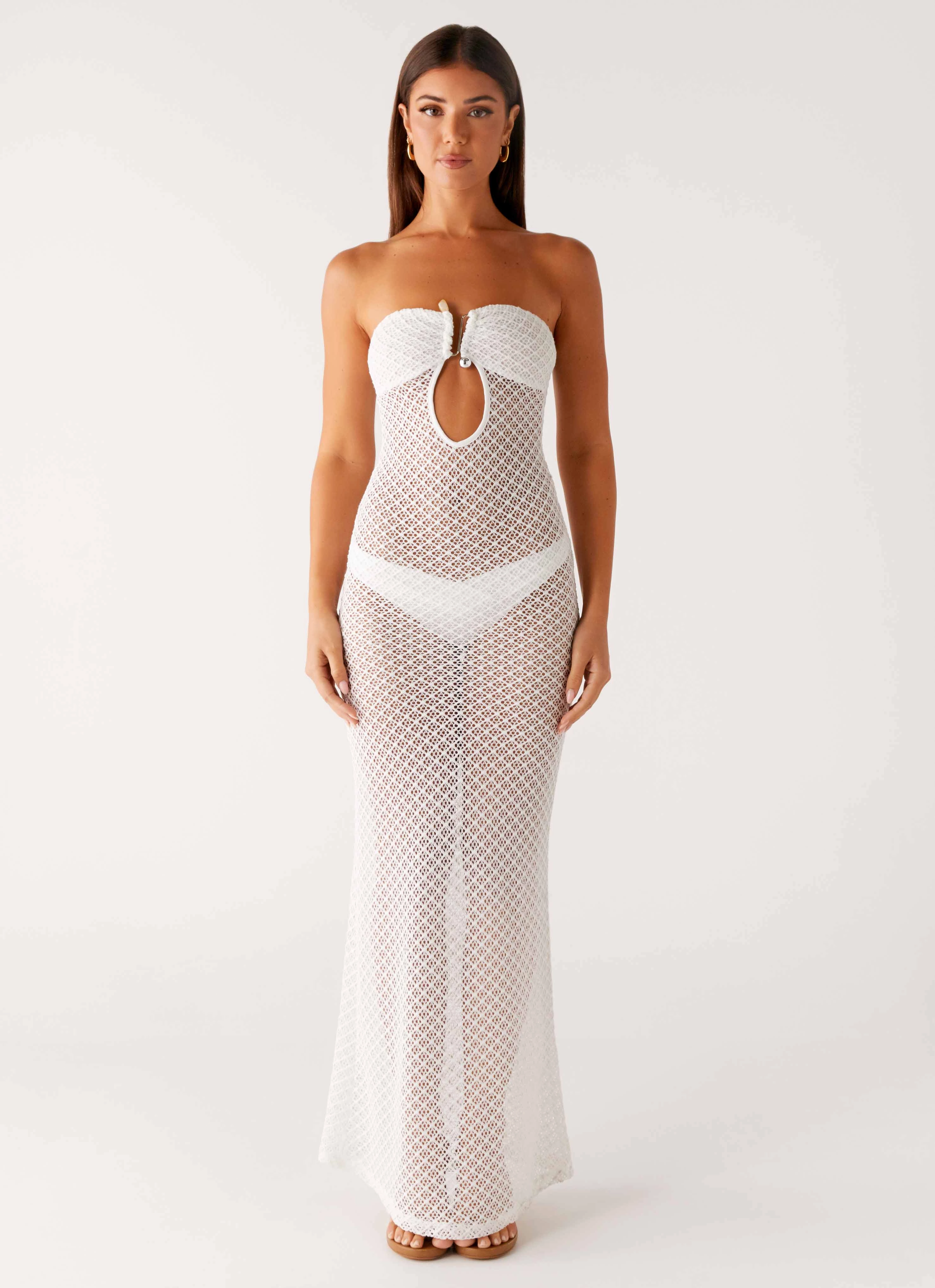 Breathable fabric Showcase Crochet Maxi Dress - Ivory