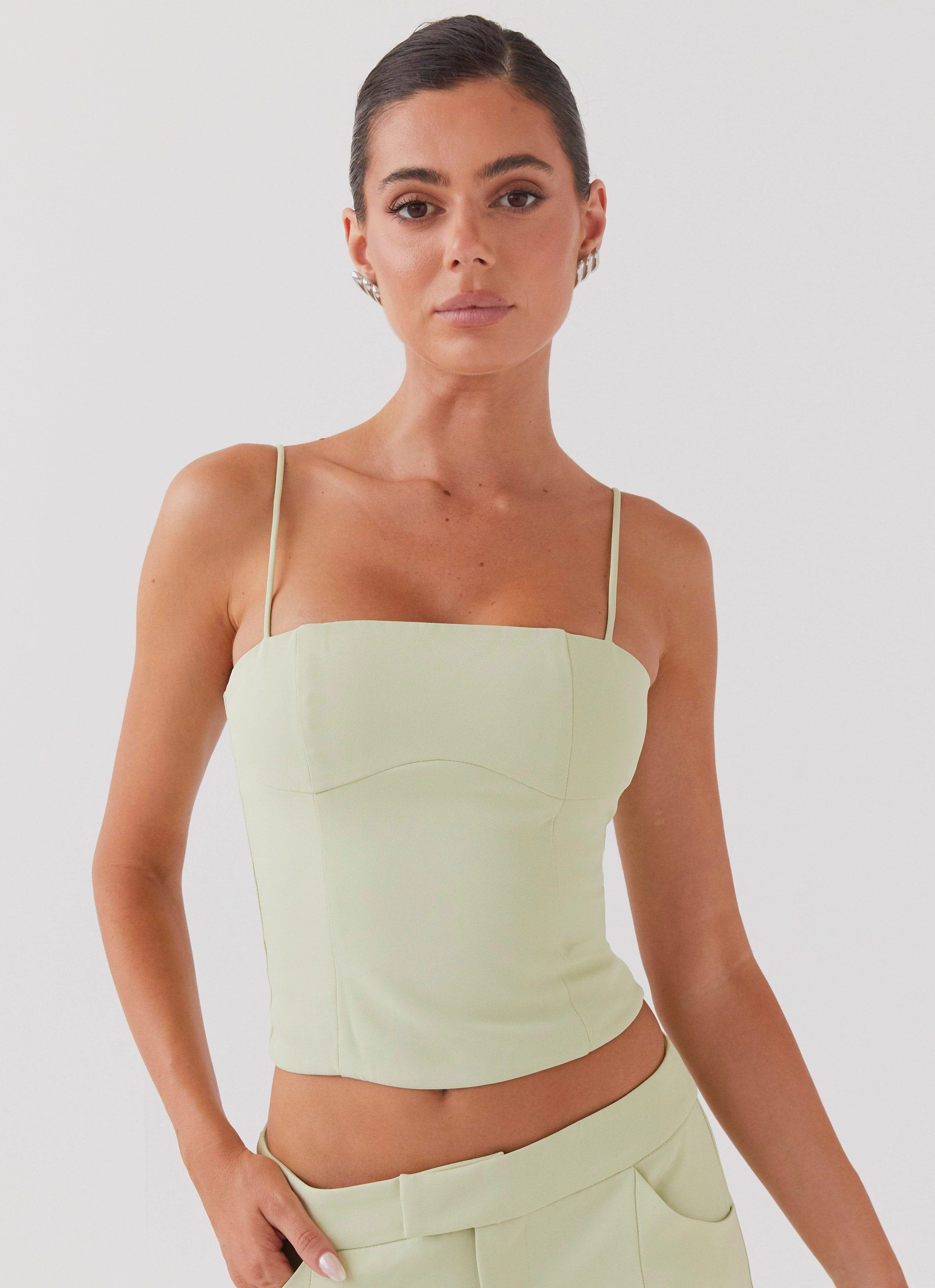 Eliana Crop Top - Green Zest Durable Chainstitch
