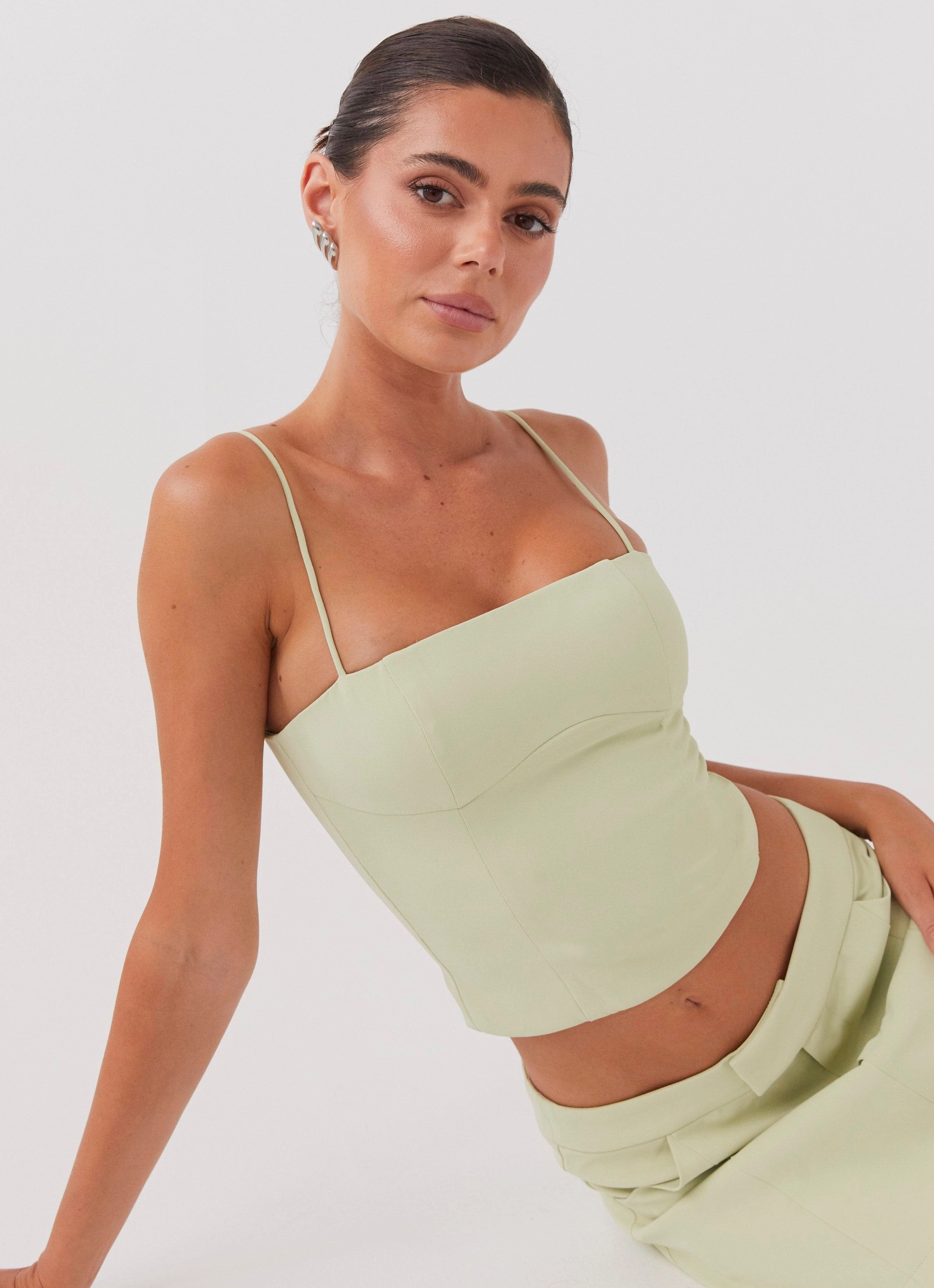 Eco Dye Process AntiStaticTreatment Eliana Crop Top - Green Zest