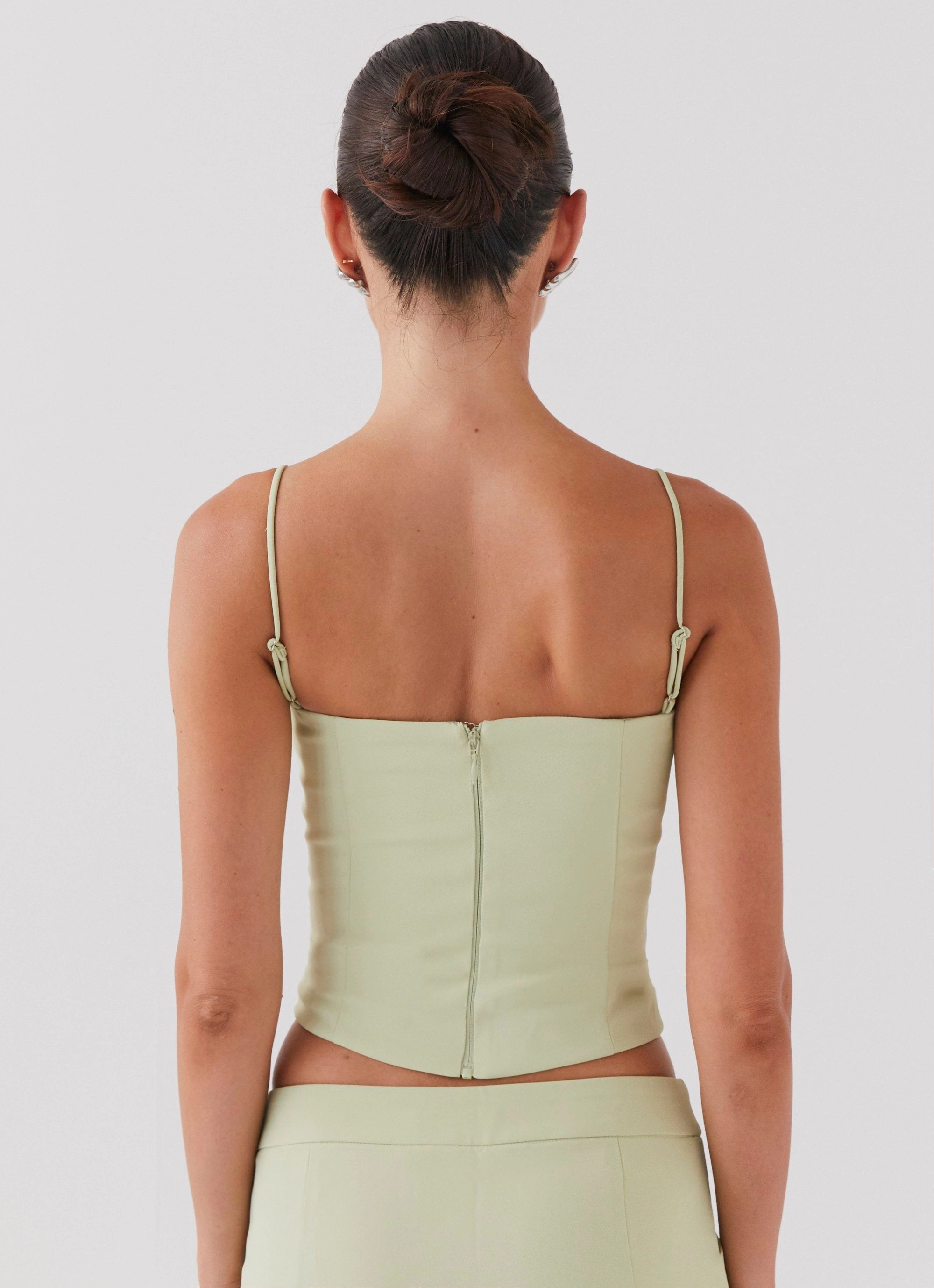 Structured Shoulder Eliana Crop Top - Green Zest