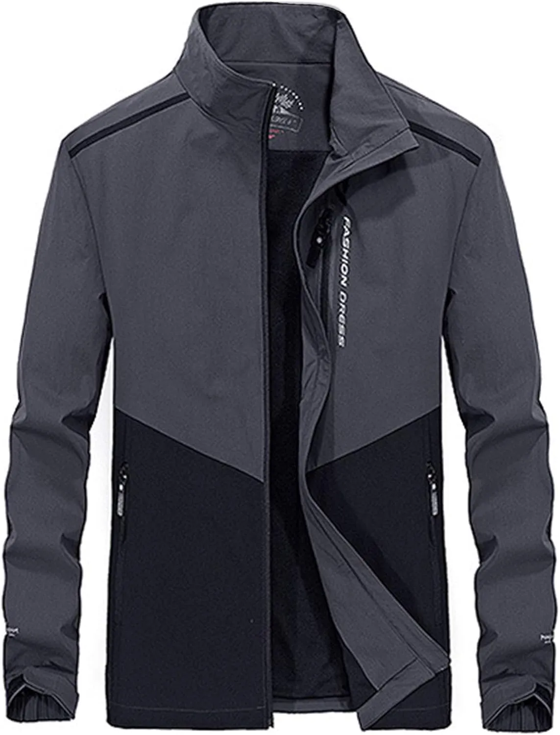 Flygo Men's Casual Loose Zip Lightweight Colorblock Waterproof Windbreaker Jacket