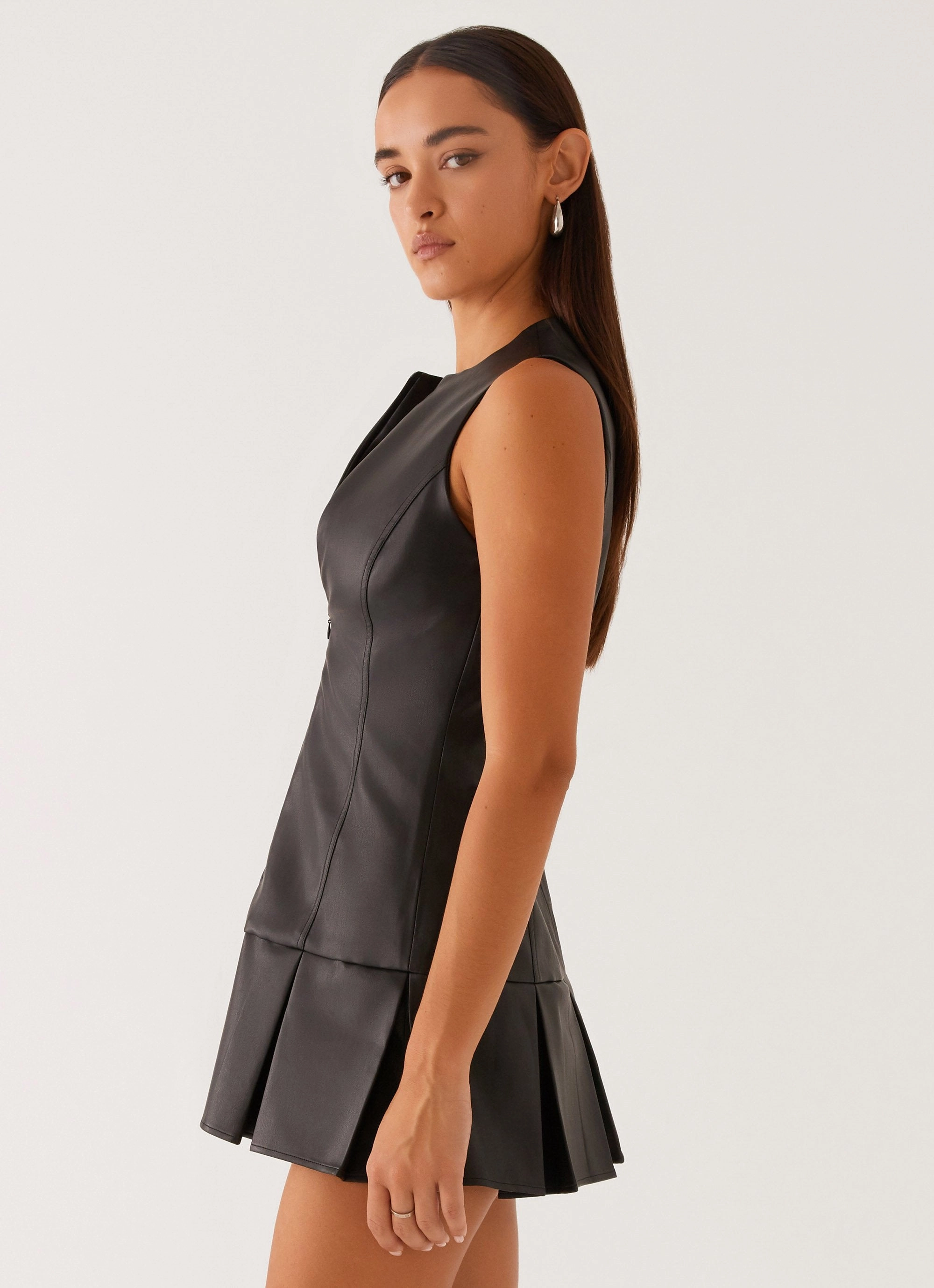 High-Low-Hem Flynn Mini Dress - Black