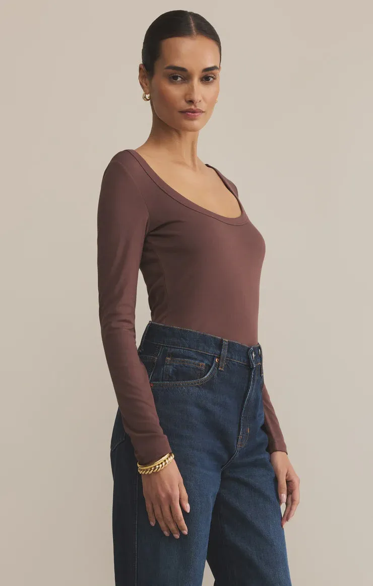 FourWay Stretch Fabric Second Skin Scoop Neck Top