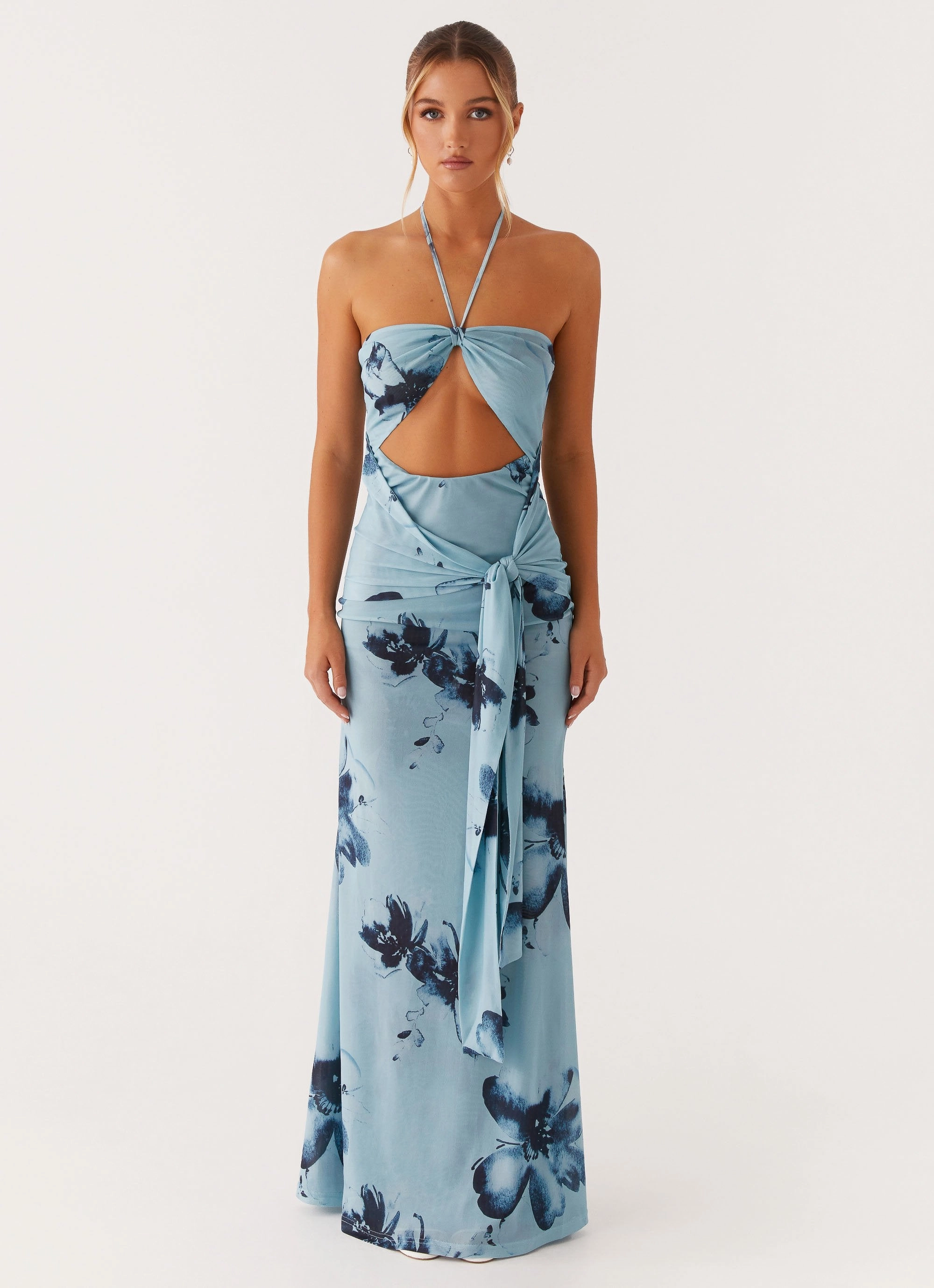 Antonia Maxi Dress - Black Blue Floral Seasonal Wear