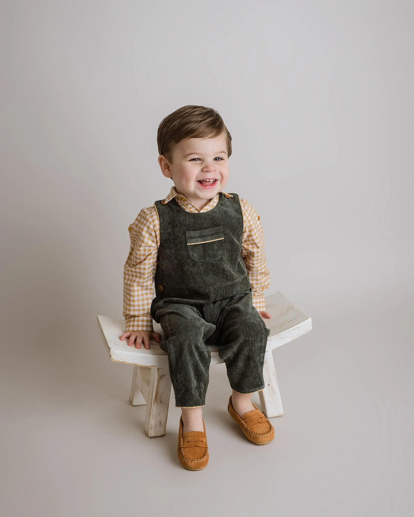 Forest Green Corduroy Overalls for Baby Boys