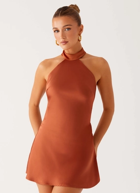 Street Style Golden Dunes Mini Dress - Rust