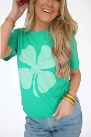 FlexibleElasticatedEdging StretchFit Four Leaf Clover Graphic Tee(final sale)