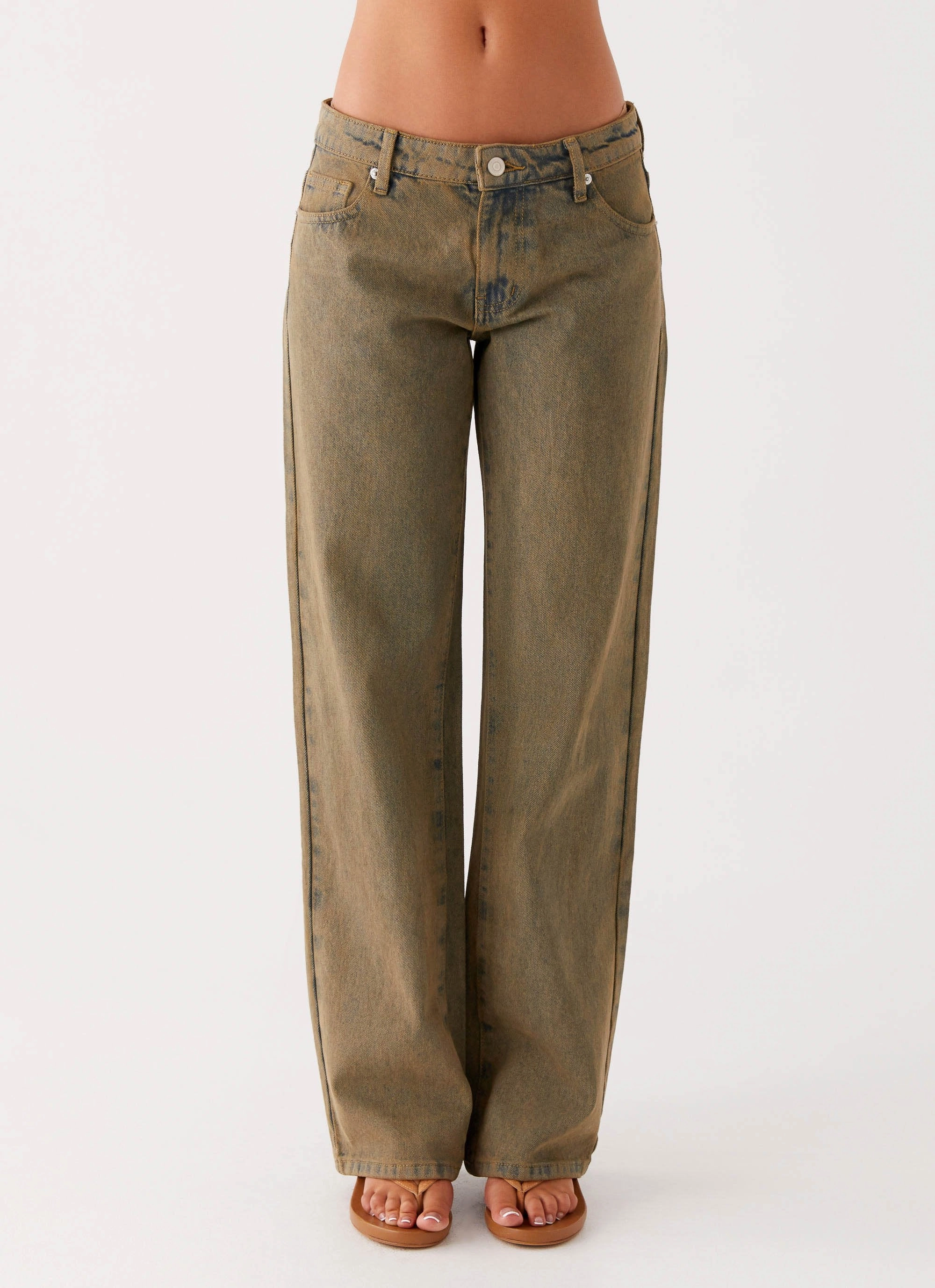 Jaiden Low Rise Denim Jeans - Brown Sand Wash Flex Fit