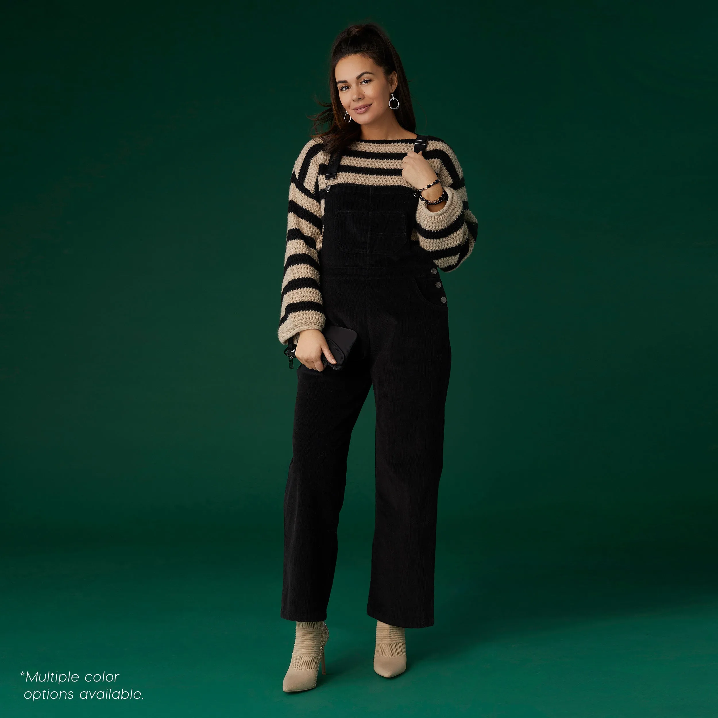 Fran Corduroy Overalls - Black - Final Sale