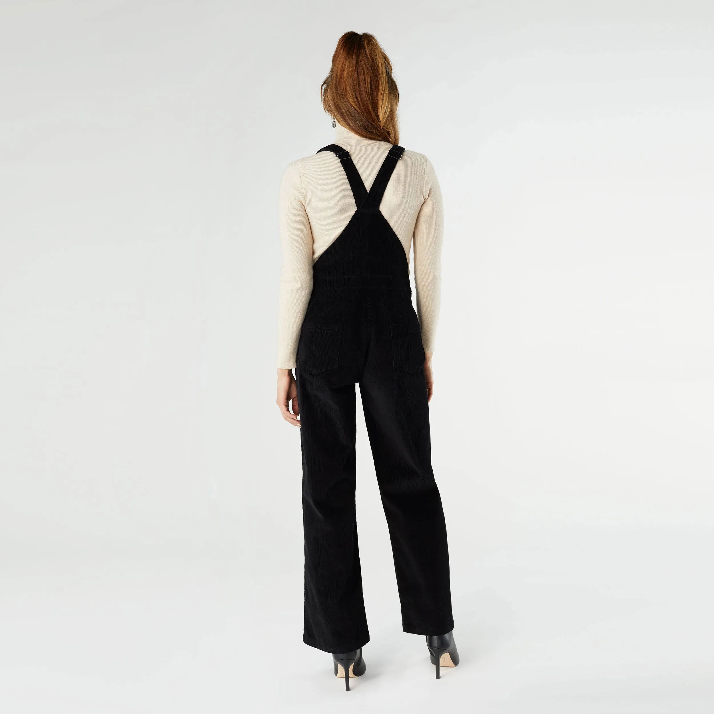 Fran Corduroy Overalls - Black - Final Sale