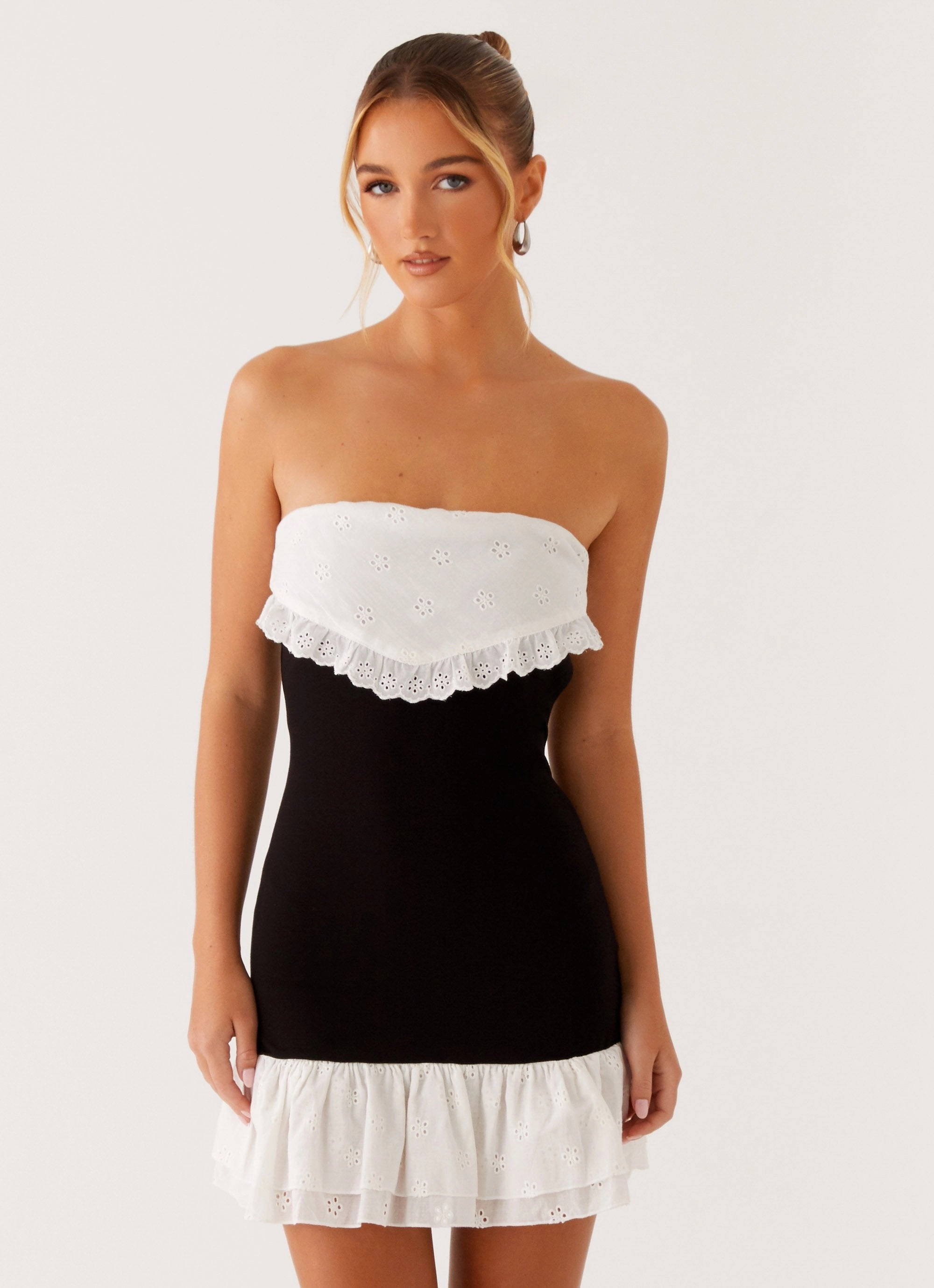 Fran Broderie Mini Dress - Black Cool Palette