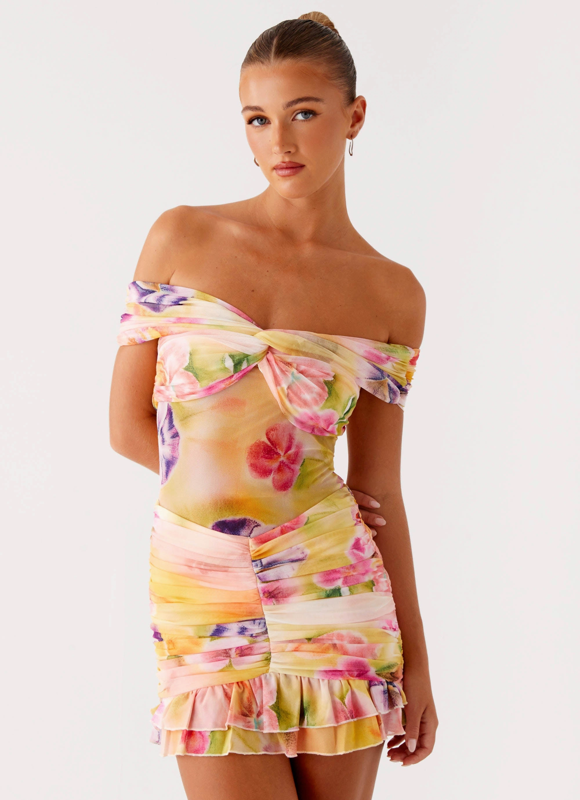 Wrinkle-Free-Finish Perfectly Styled Frances Mini Dress - Sunburst Floral