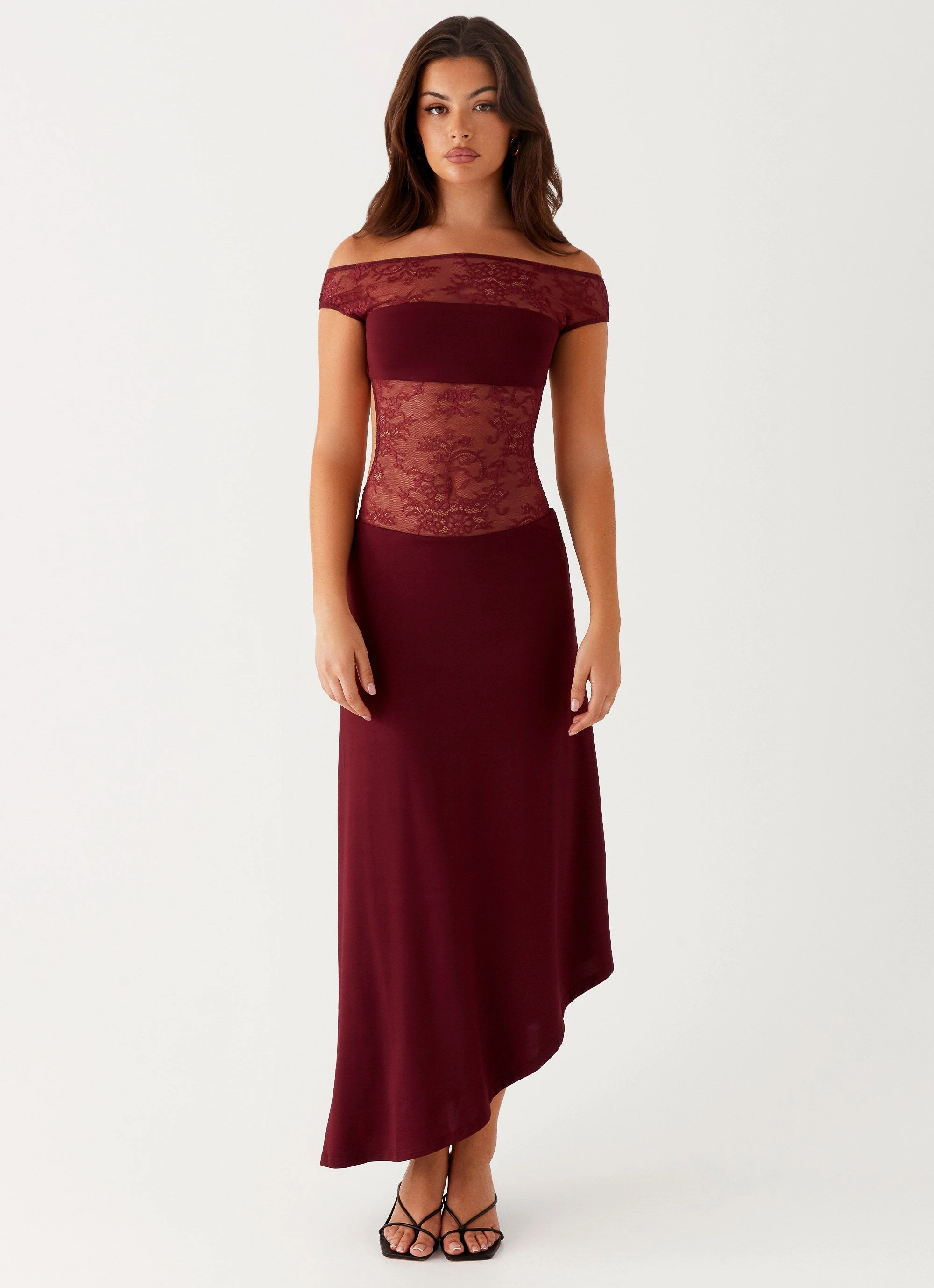 Francoise Lace Midi Dress - Burgundy Polished Fit