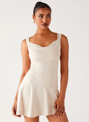 Dune Whisper Mini Dress - Ivory Love Energy Simple Bow