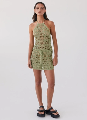 Free Mind Crochet Mini Skirt - Light Olive Fashion Trend