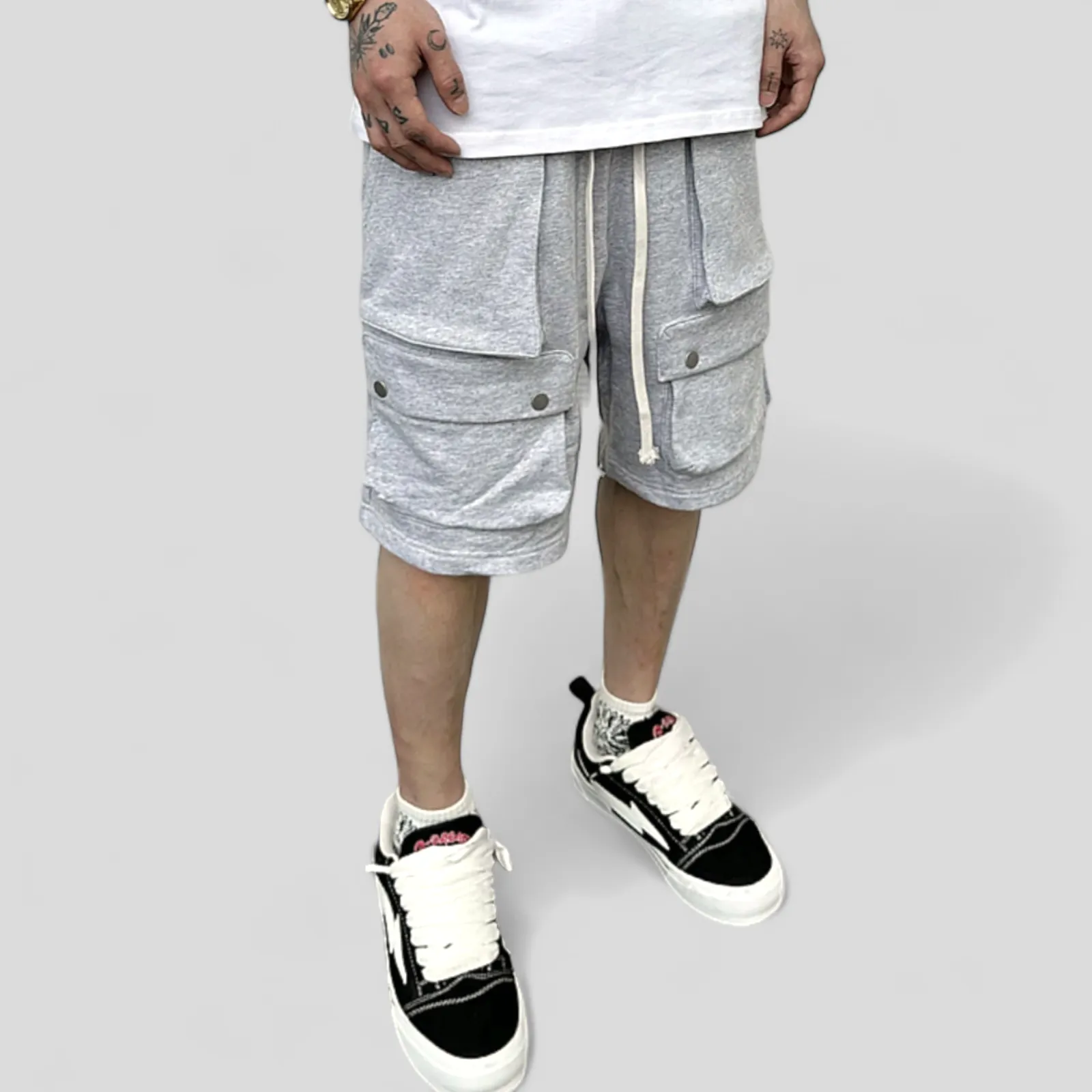 French terry multi pocket cargo short
