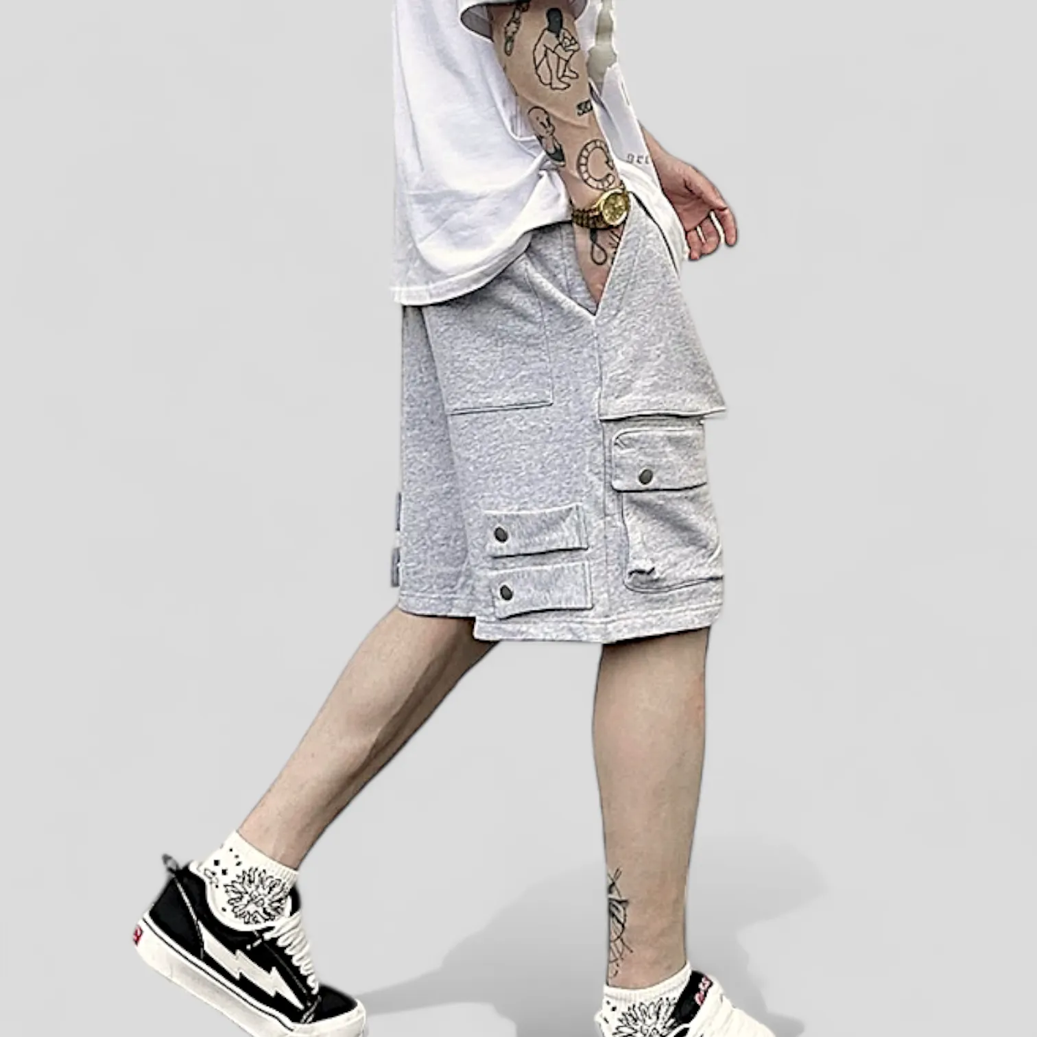 French terry multi pocket cargo short