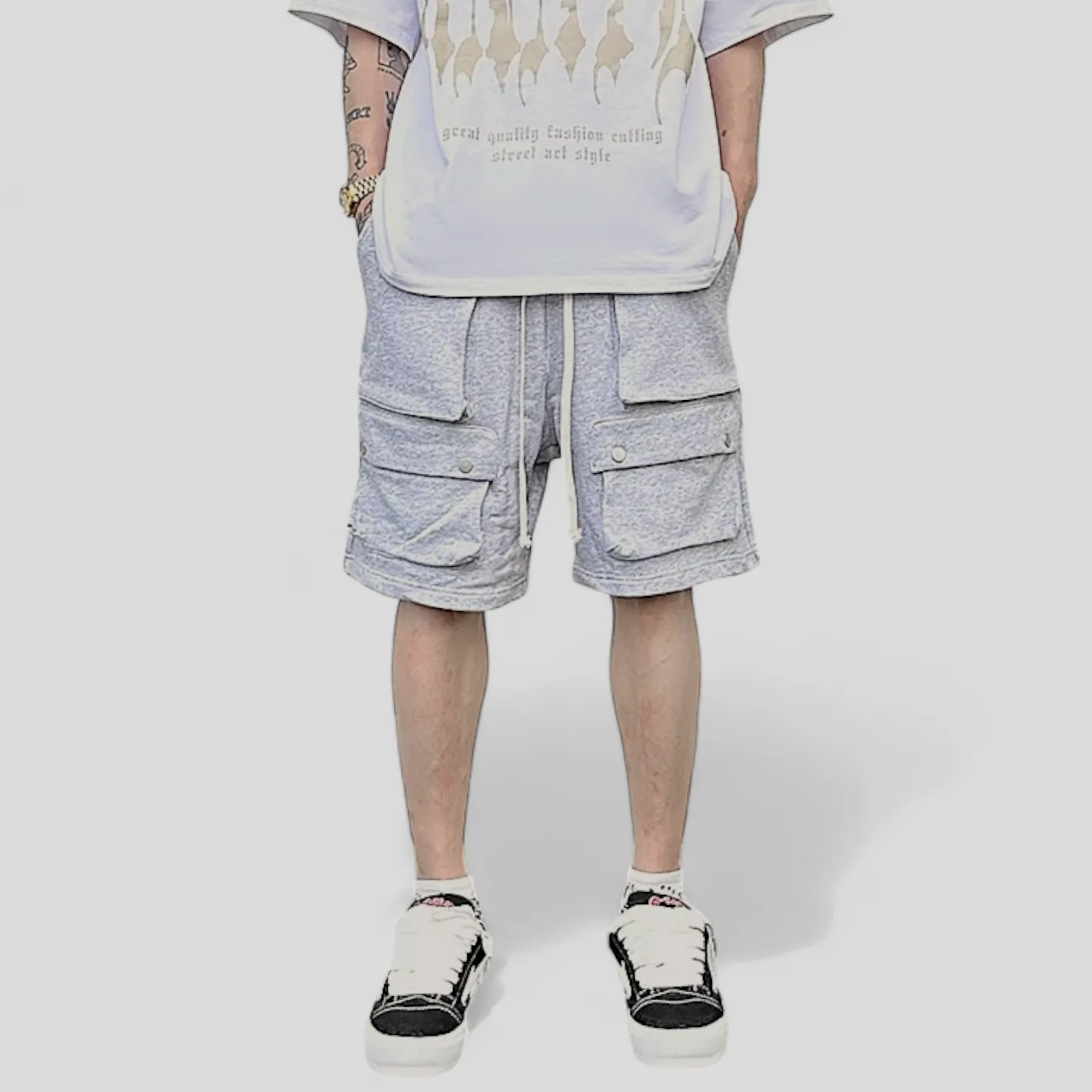 French terry multi pocket cargo short