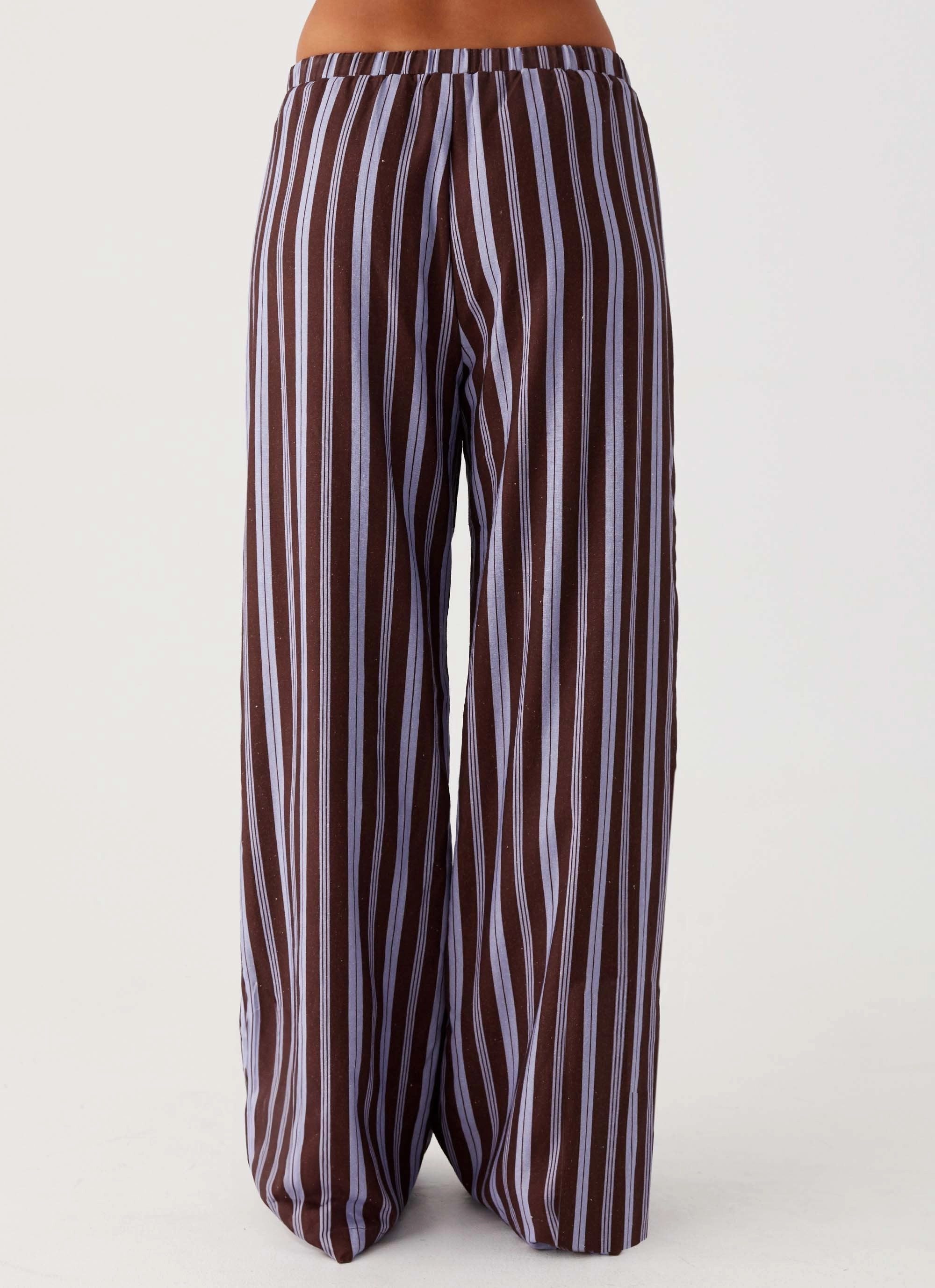 Luxe Look Fresh Face Linen Pants - Purple Brown Stripe