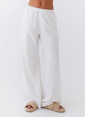 Fresh Face Linen Pants - White Classy Fit Cozy Waist