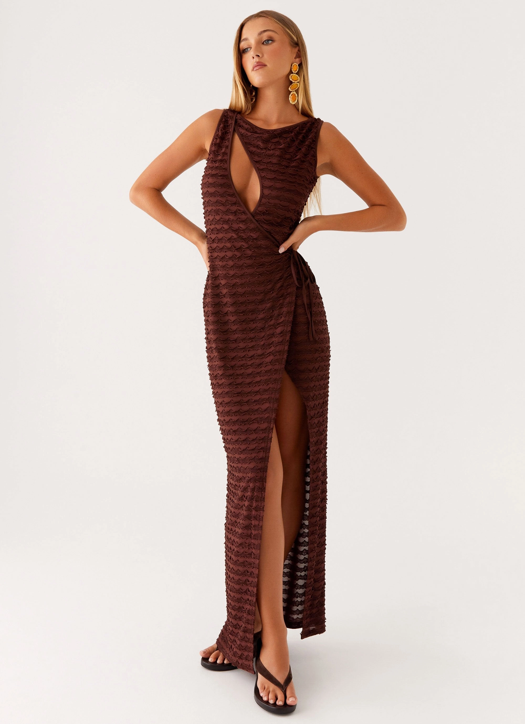 Sterling Wrap Maxi Dress - Chocolate Linen Vibe