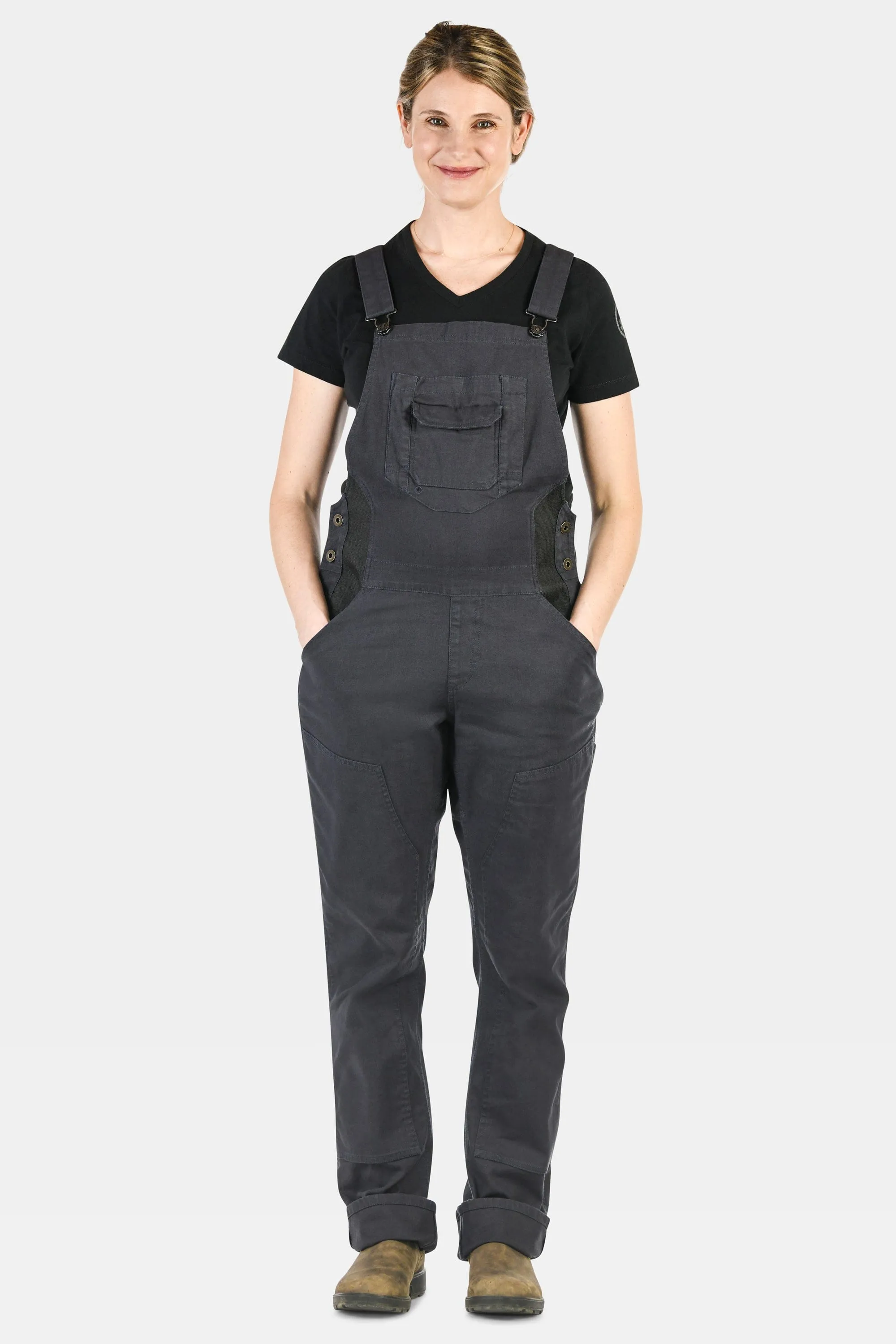 Freshley Maternity Overalls in Navy Stretch Canvas