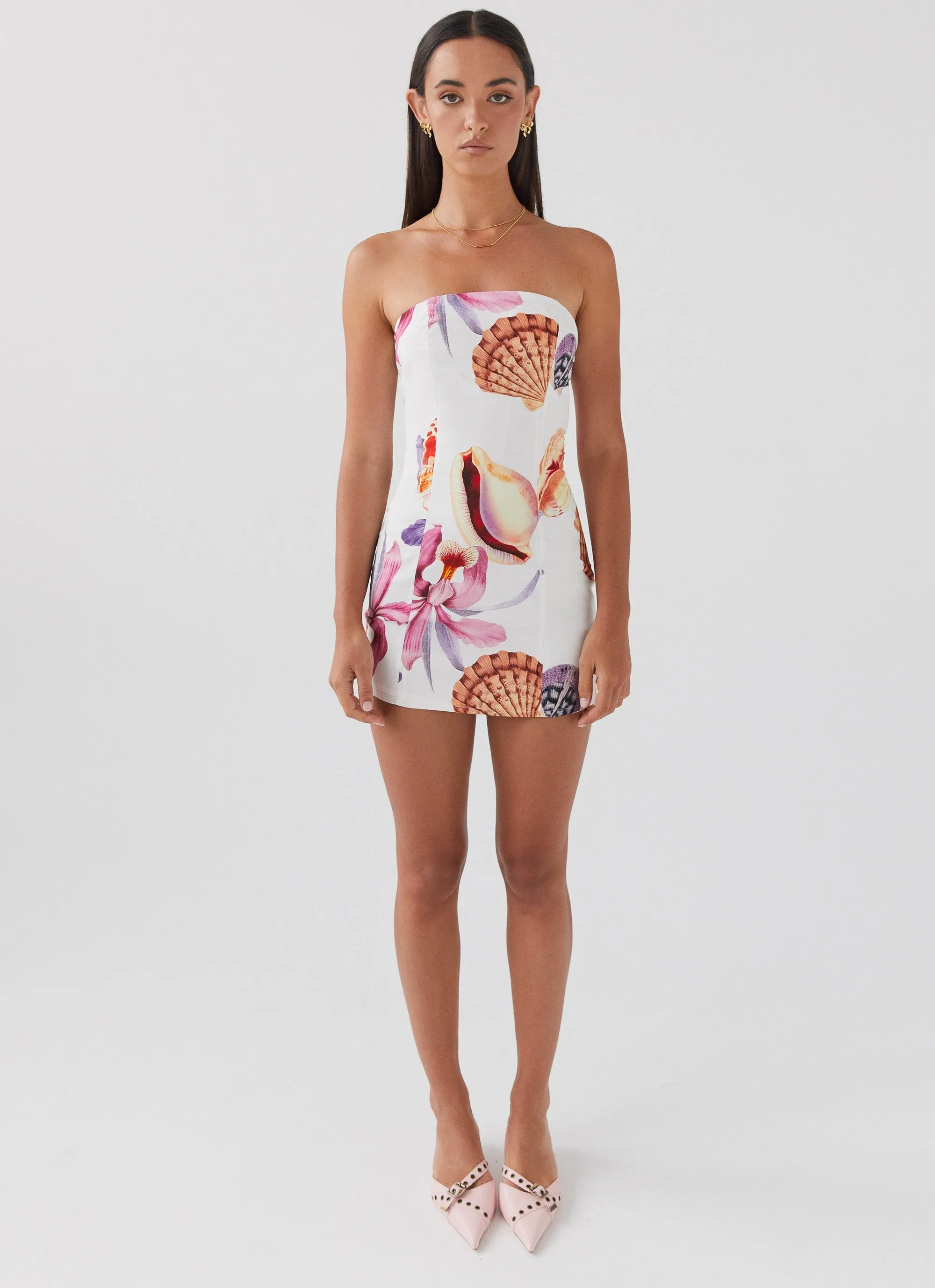 Freya Linen Mini Dress - Seaside Bouquet SoftTouchTexture Body Confidence