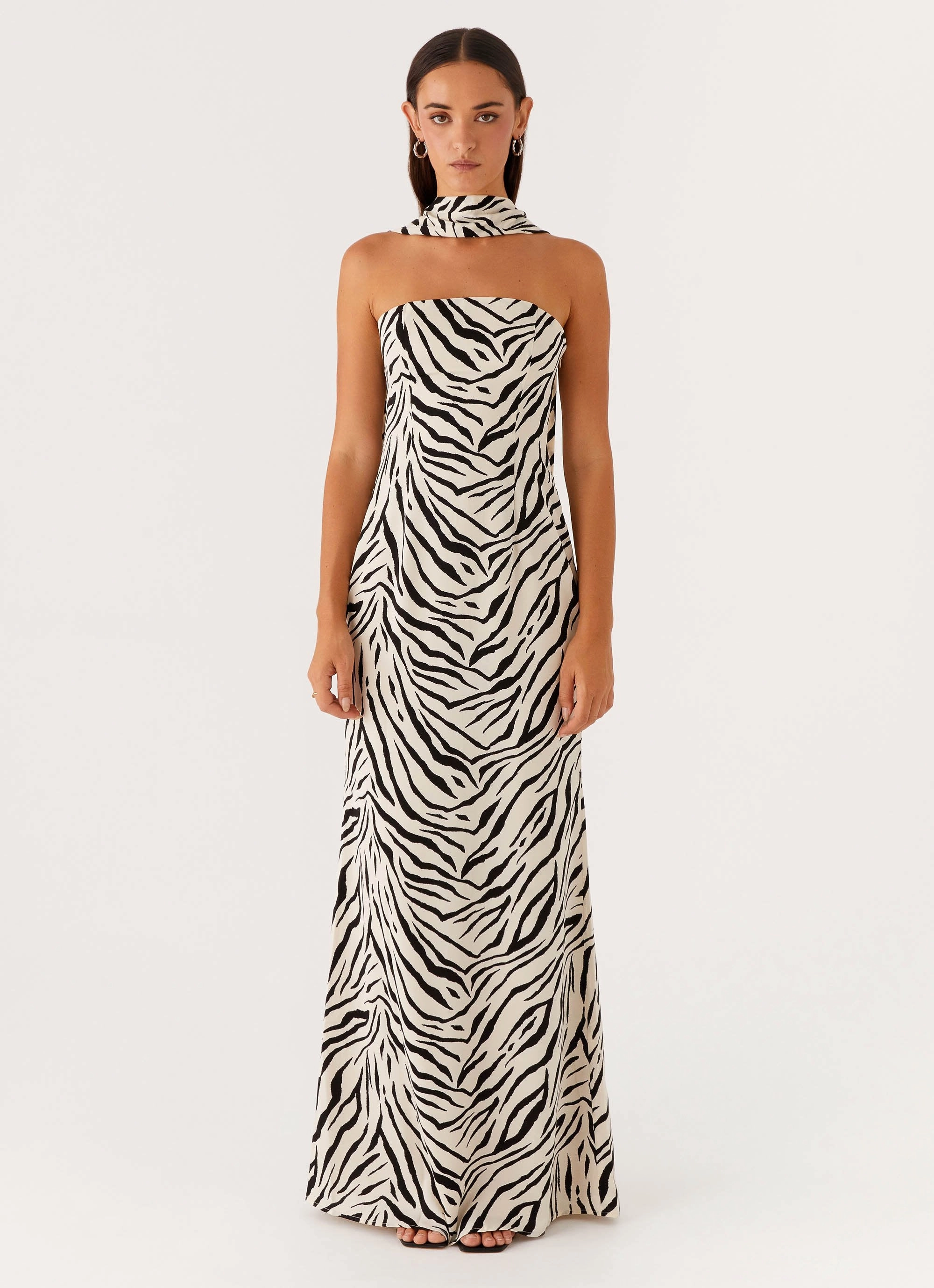 Jigsaw Strapless Maxi Dress - Zebra Vibrant Waist Summer Air
