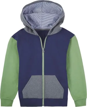 Fruit of the Loom boys Fleece Sweatshirts, Hoodies, Sweatpants & Joggers Shirt, Full Zip - Navy/Green, Medium US