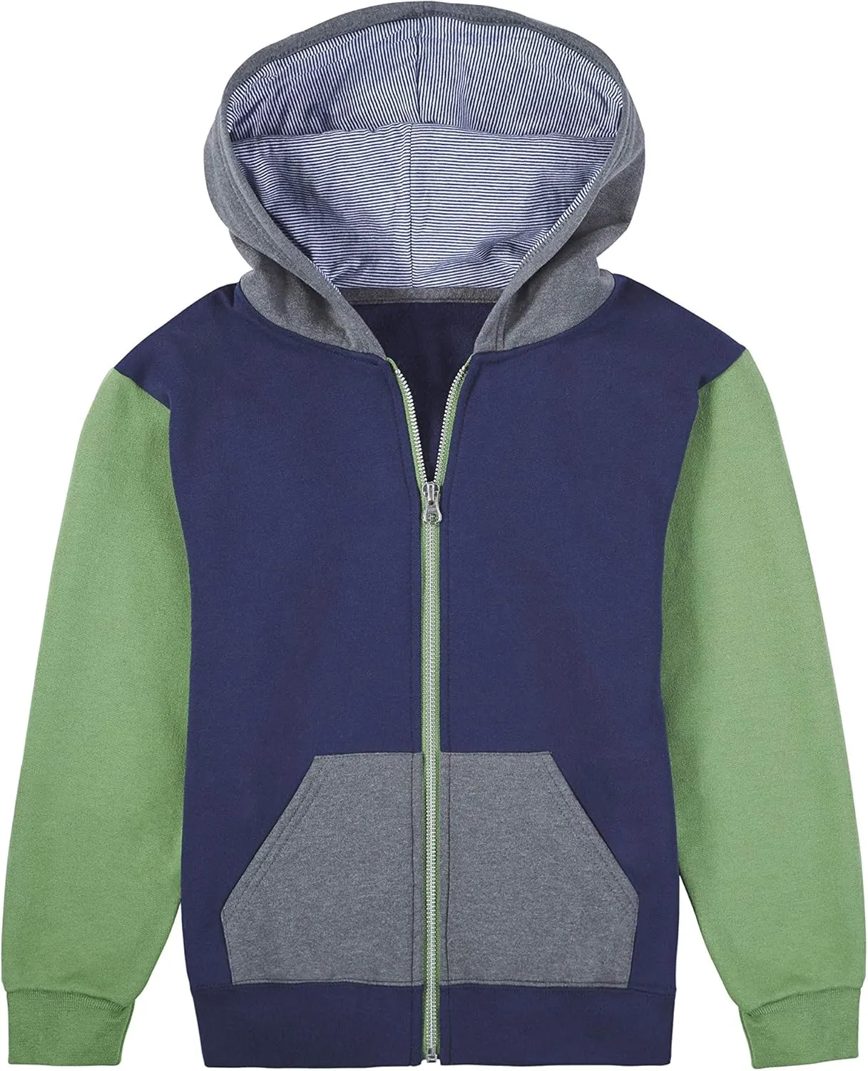 Fruit of the Loom boys Fleece Sweatshirts, Hoodies, Sweatpants & Joggers Shirt, Full Zip - Navy/Green, Small US