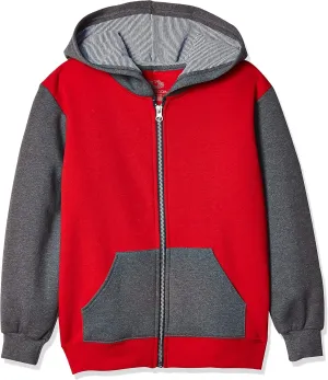 Fruit of the Loom boys Fleece Sweatshirts, Hoodies, Sweatpants & Joggers Shirt, Full Zip - True Red, Medium US