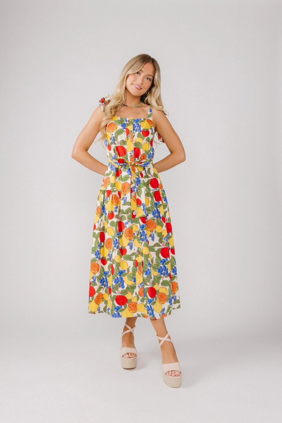 Fruit Medley Dress Daywear Fit Clasp-Closure