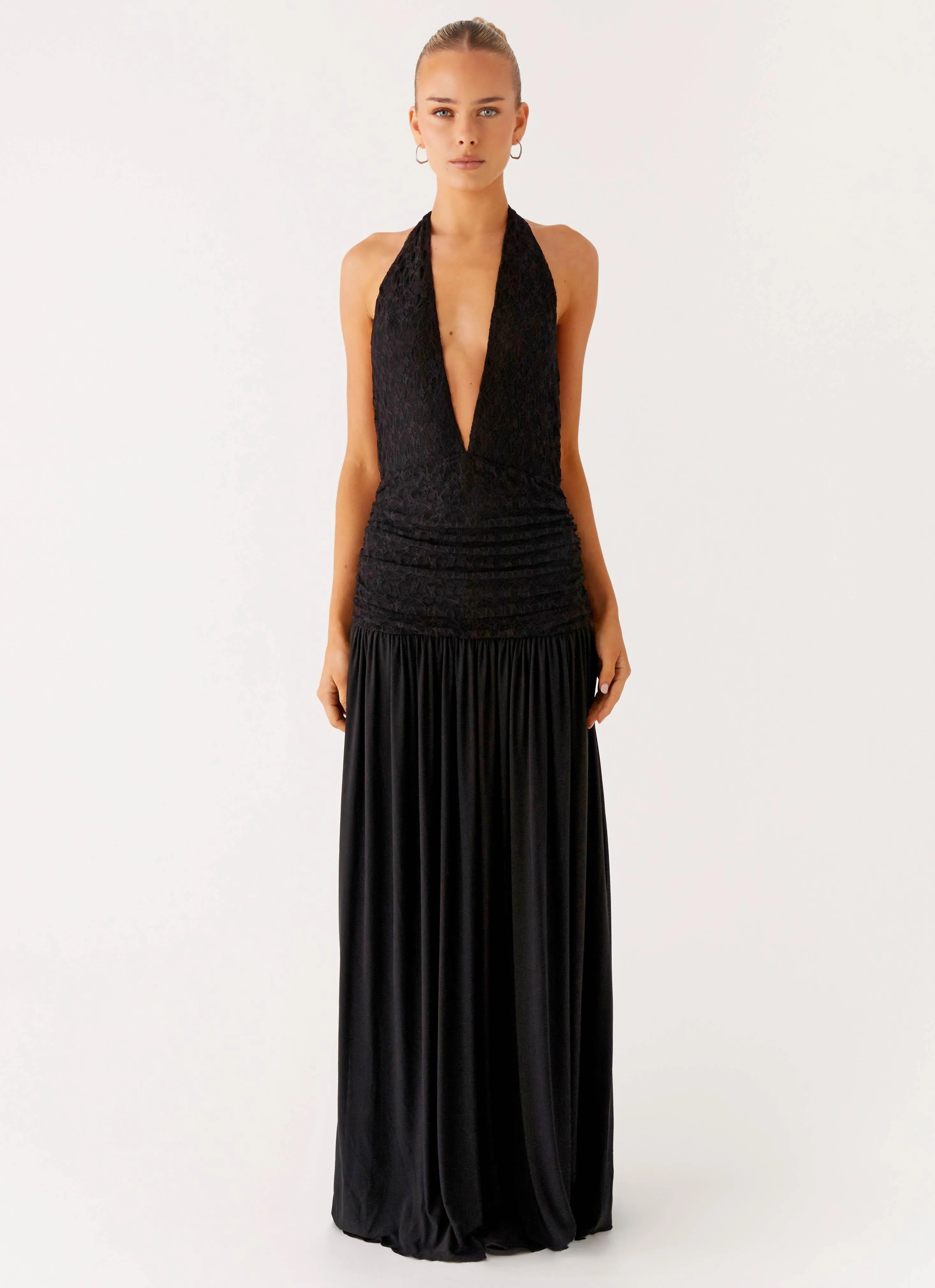 Full Attention Maxi Dress - Black perfect for events