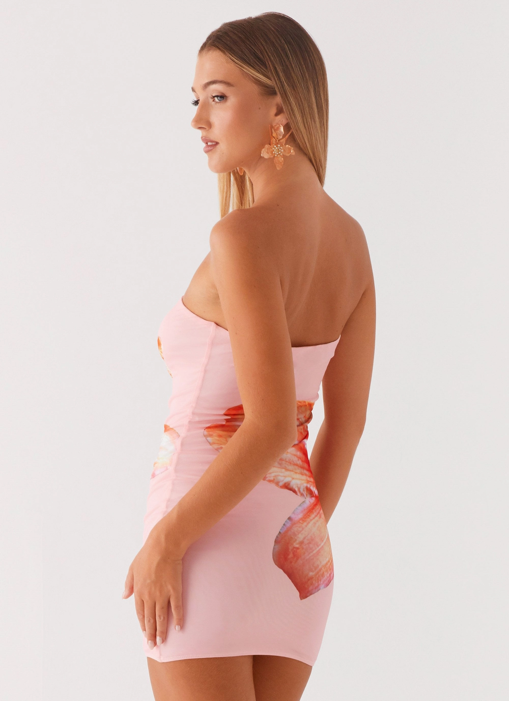 Stylish Fit Full Bloom Mini Dress - Pink