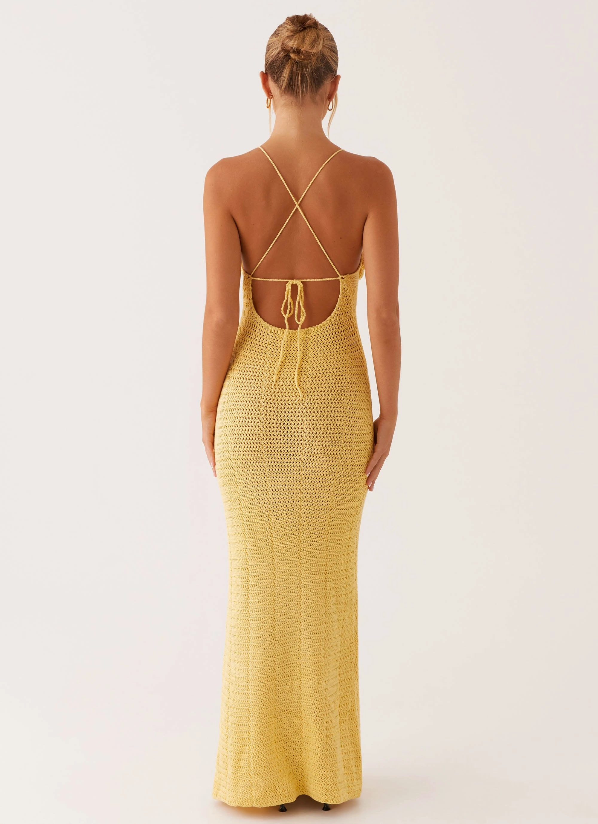 Fashion Forward Curvy Glam Zara Rose Crochet Maxi Dress - Yellow