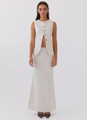 Full Coverage Fit Born For Bordeaux Linen Midi Skirt - Oatmeal