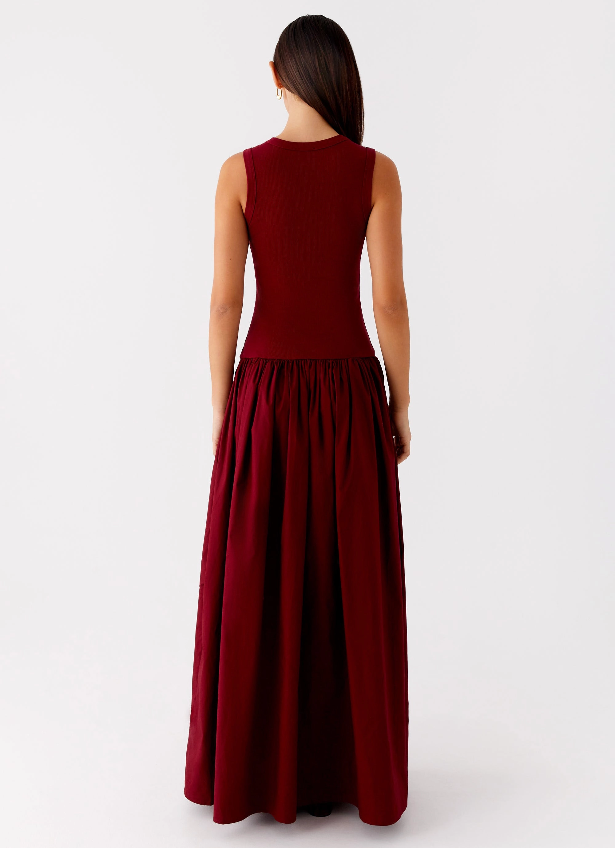 Satin Finish Understated Elegance Shivani Maxi Dress - Maroon