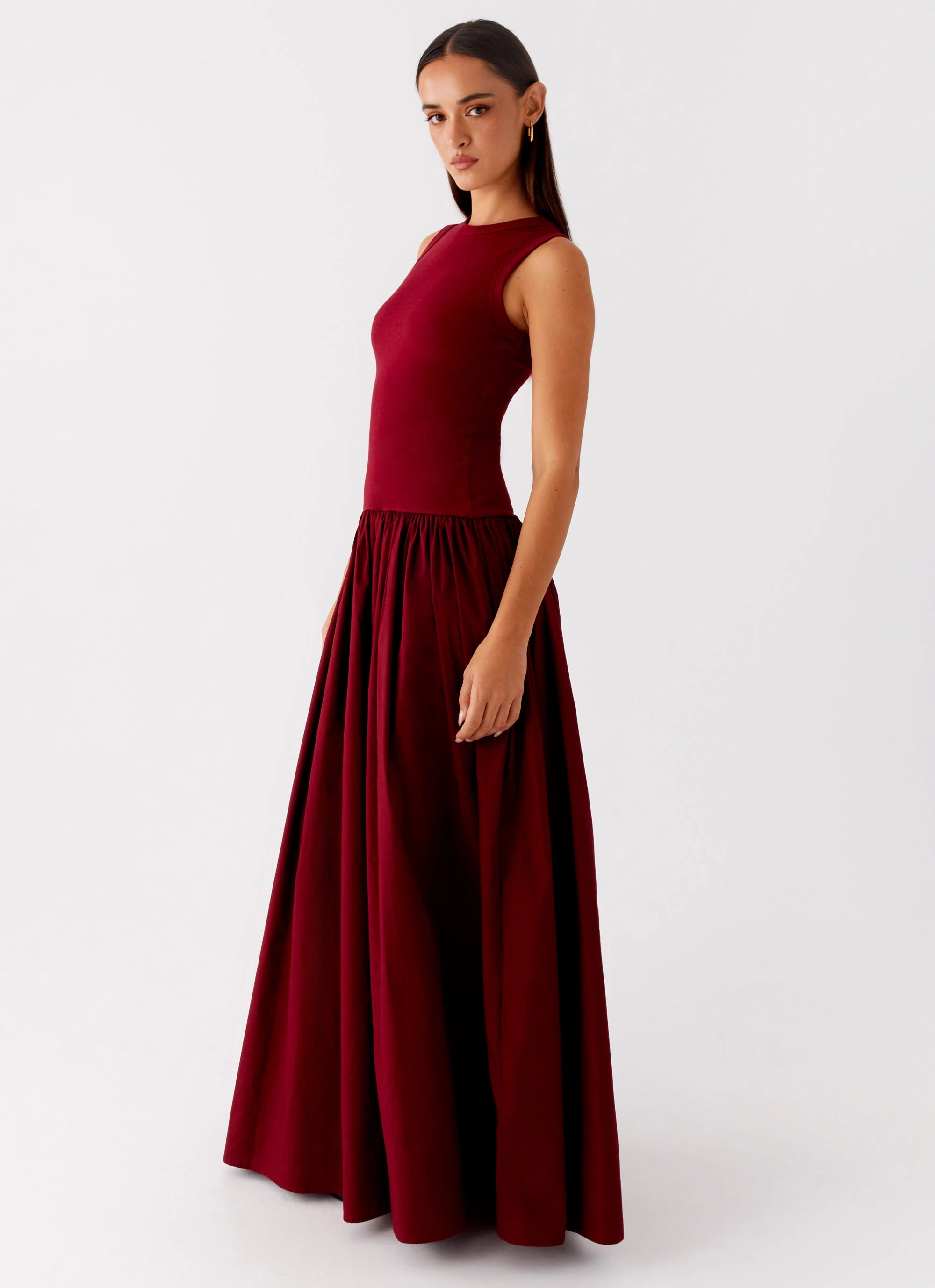 Shivani Maxi Dress - Maroon Balanced feel Bloom Soft