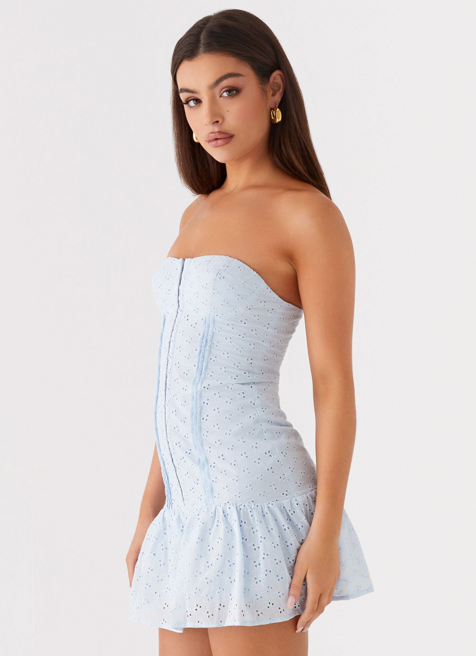Chill Base Gloss Finish Bloomsbury Bustier Mini Dress - Blue
