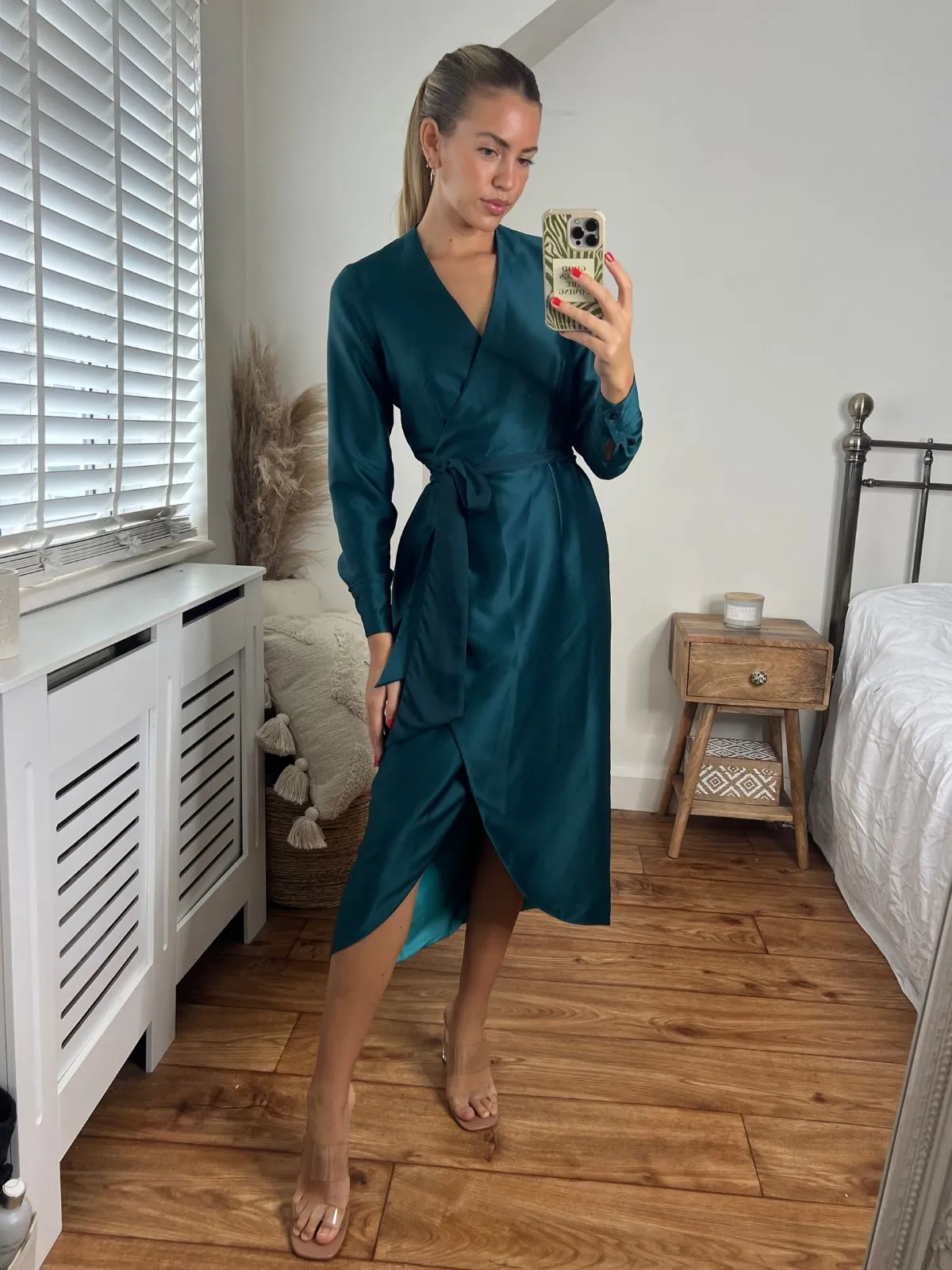 Fergie Reversible 2 in 1 Wrap Midi Dress / Green Ombre Relaxed Finish