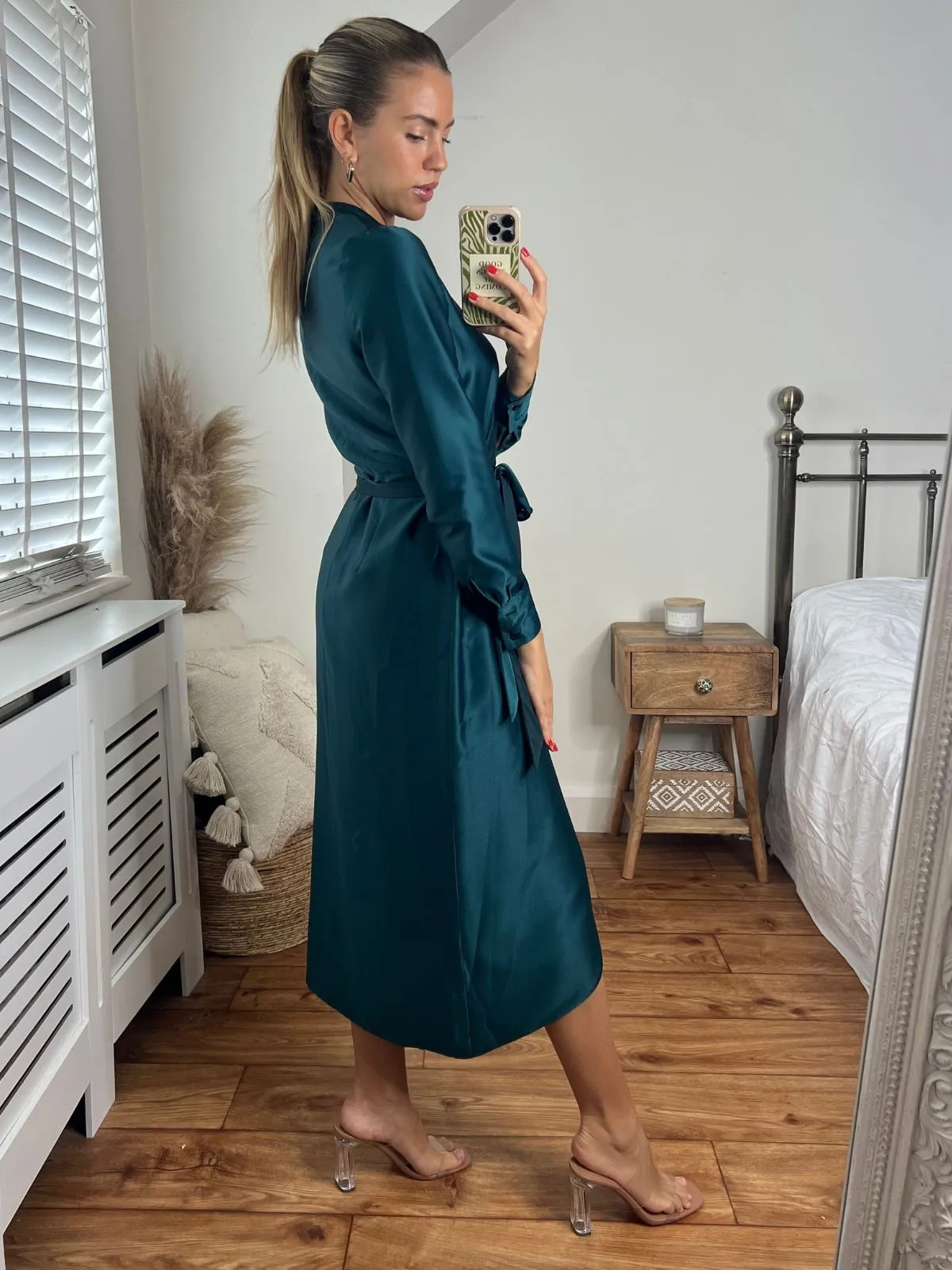 Breathable Material Fergie Reversible 2 in 1 Wrap Midi Dress / Green Ombre