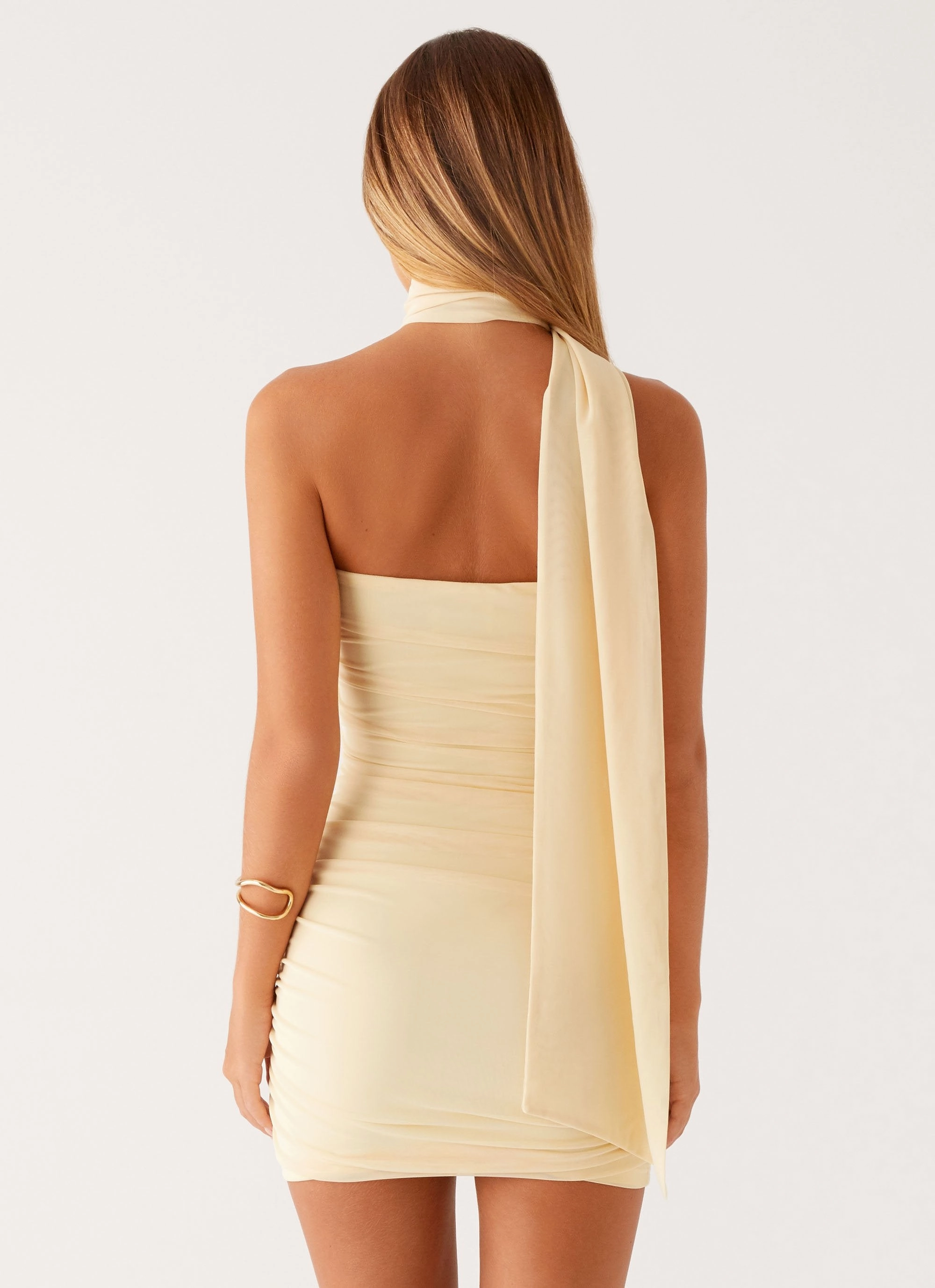 Breaking News Mini Dress - Yellow Belt Waist
