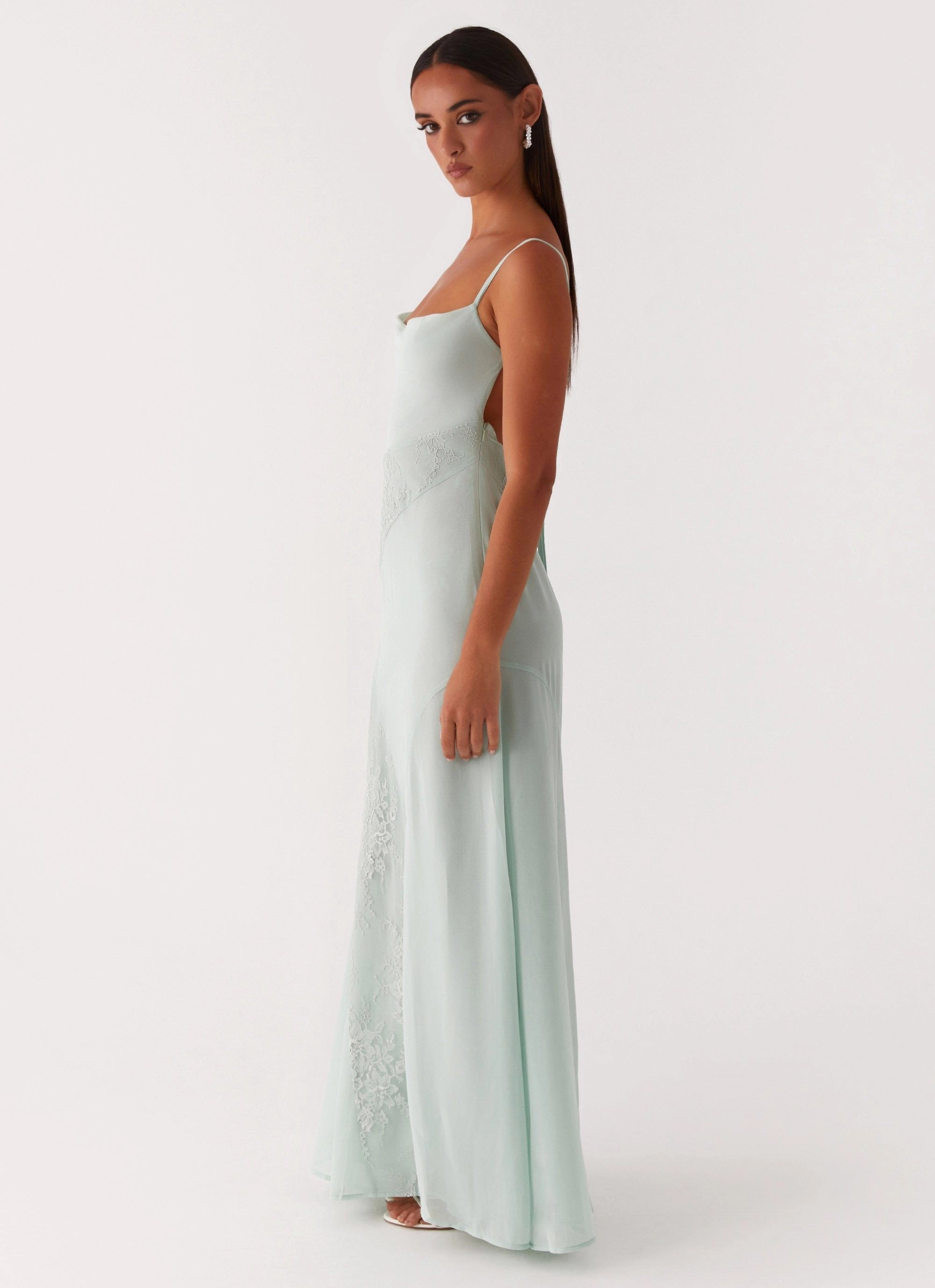 ruffle trim Relaxed day dress Gabriana Maxi Dress - Sage