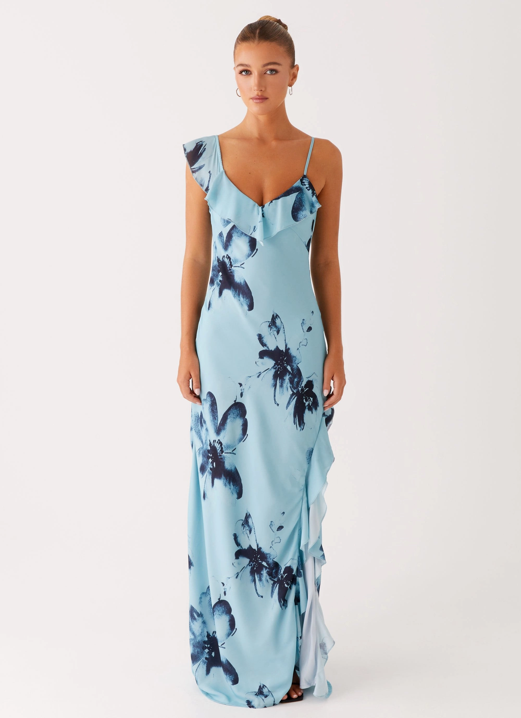Goldsmith Maxi Dress - Blue Black Floral Anniversary-Event Evening Tone