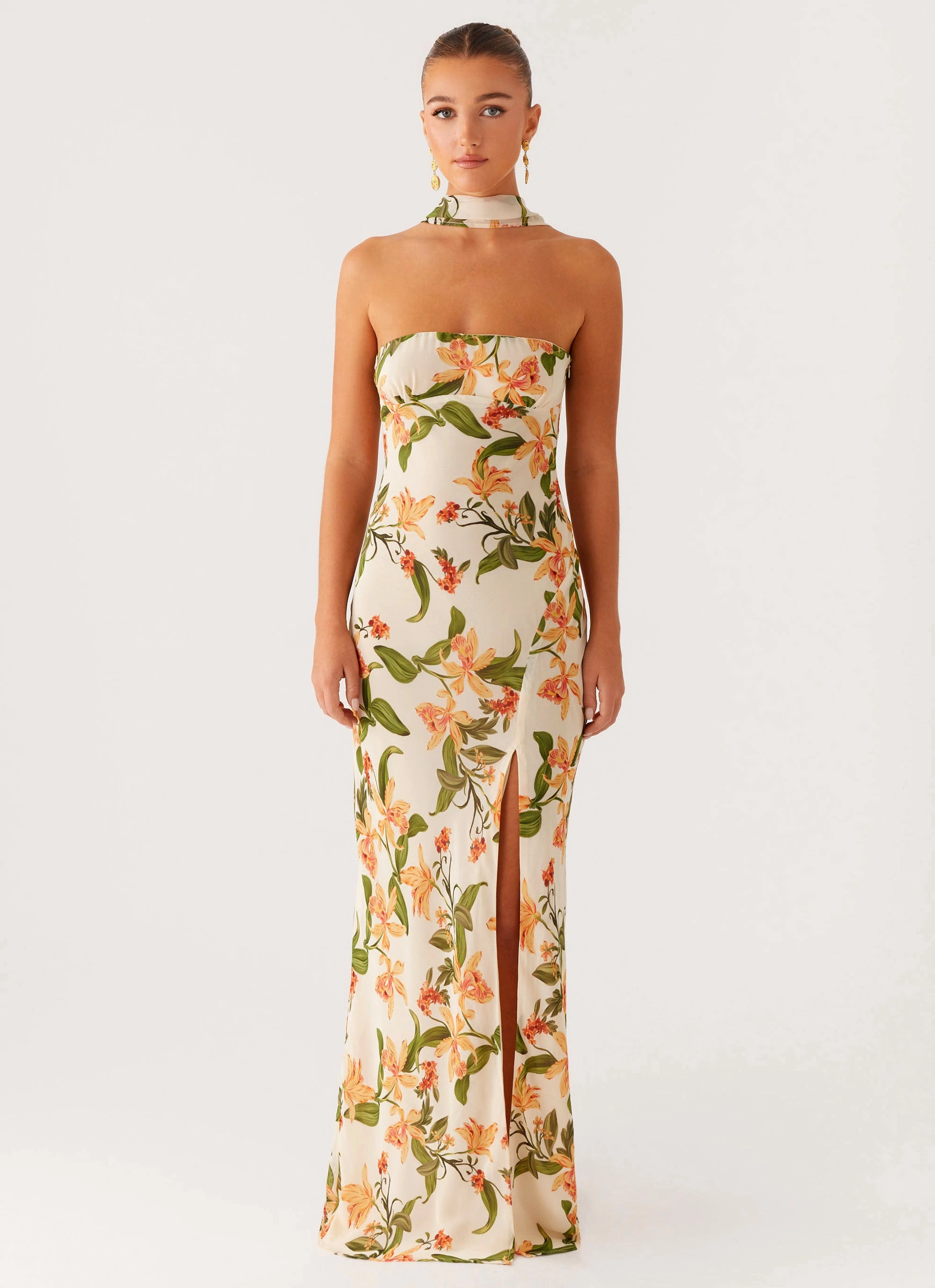 Gali Strapless Maxi Dress - Floral Print DeepPocketStyle Cozy Layer