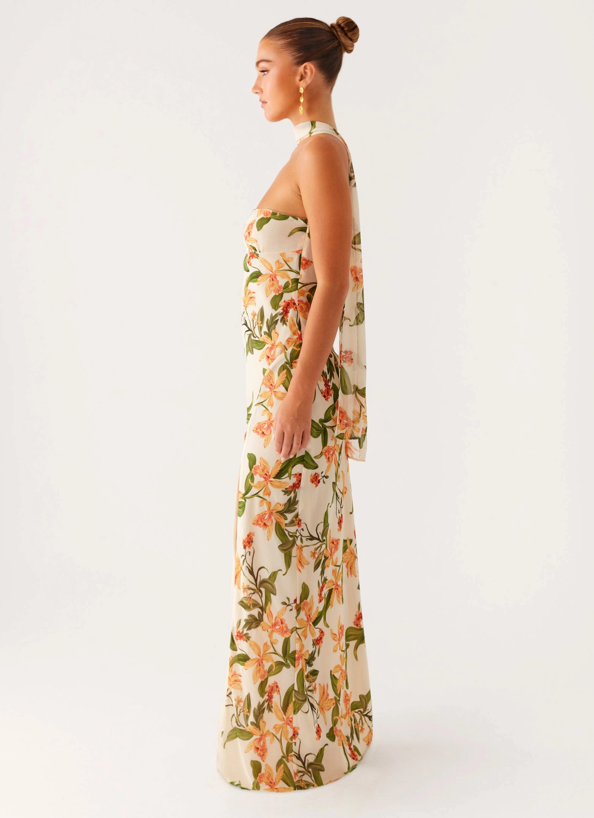 Gali Strapless Maxi Dress - Floral Print Subtle Flow