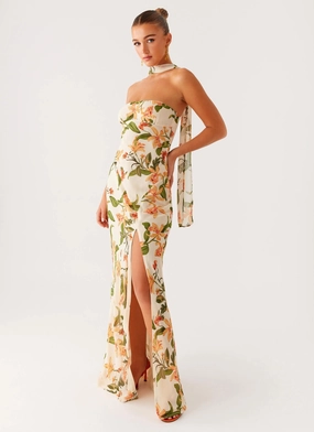 Statement-Piece Gali Strapless Maxi Dress - Floral Print