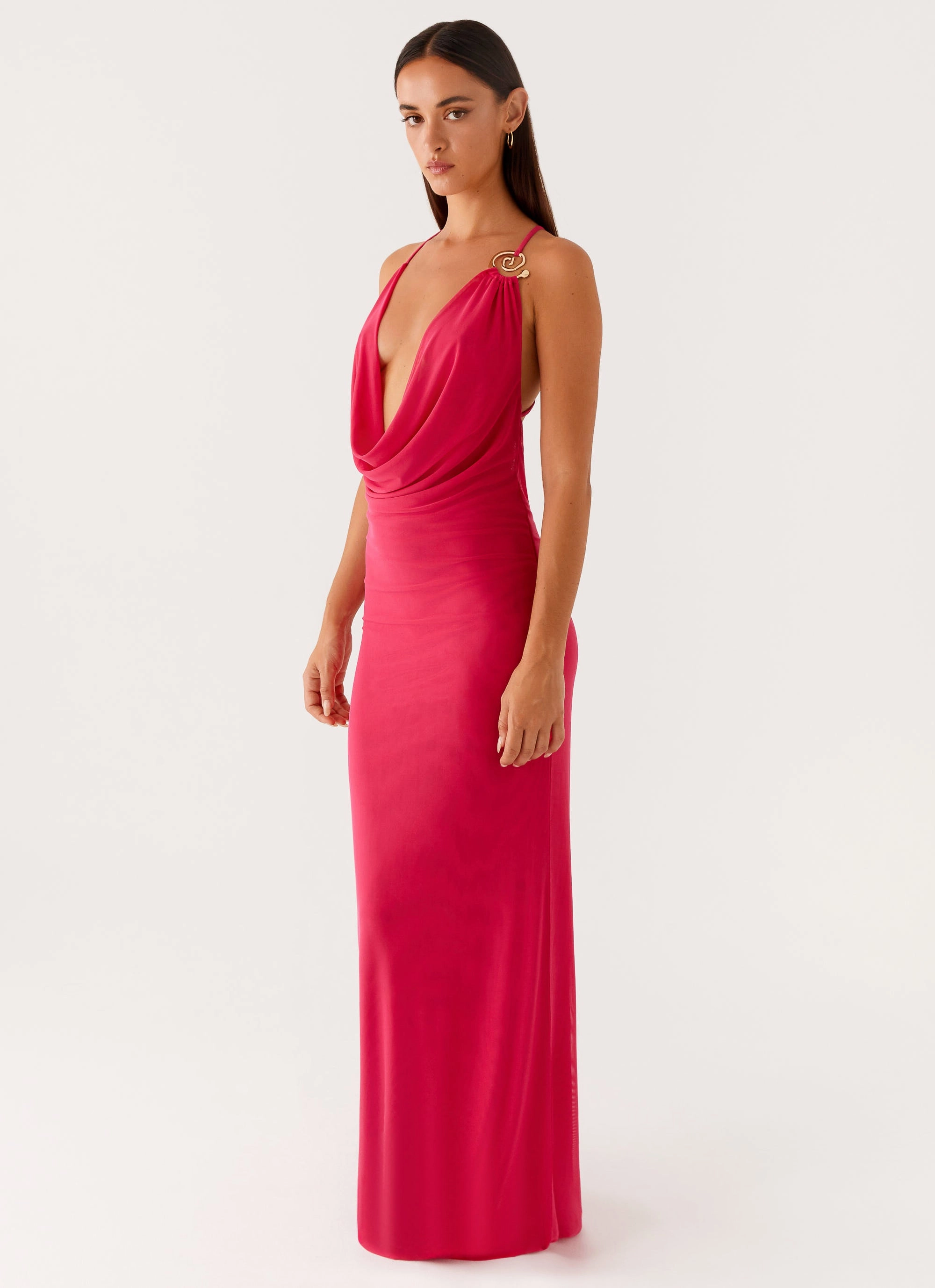 Game Player Maxi Dress - Hot Pink Gentle Drape Calm Drape
