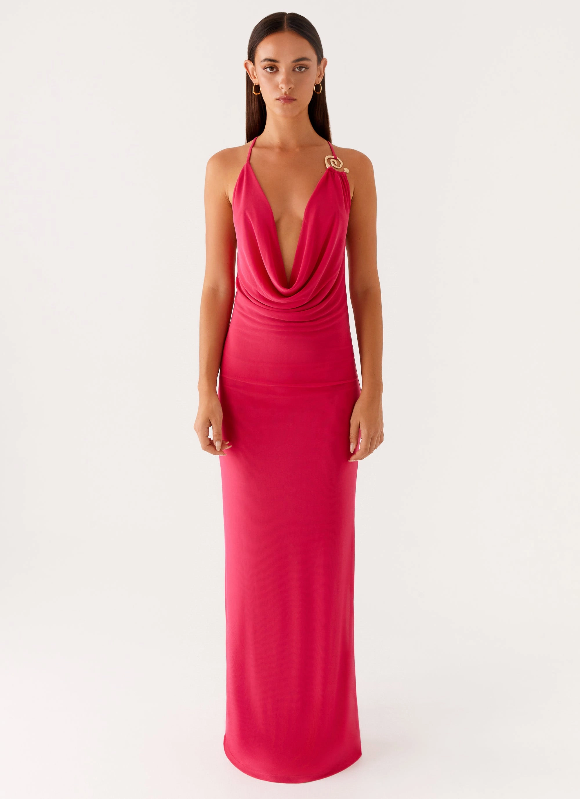 Game Player Maxi Dress - Hot Pink Relax Motion Edgy-Look